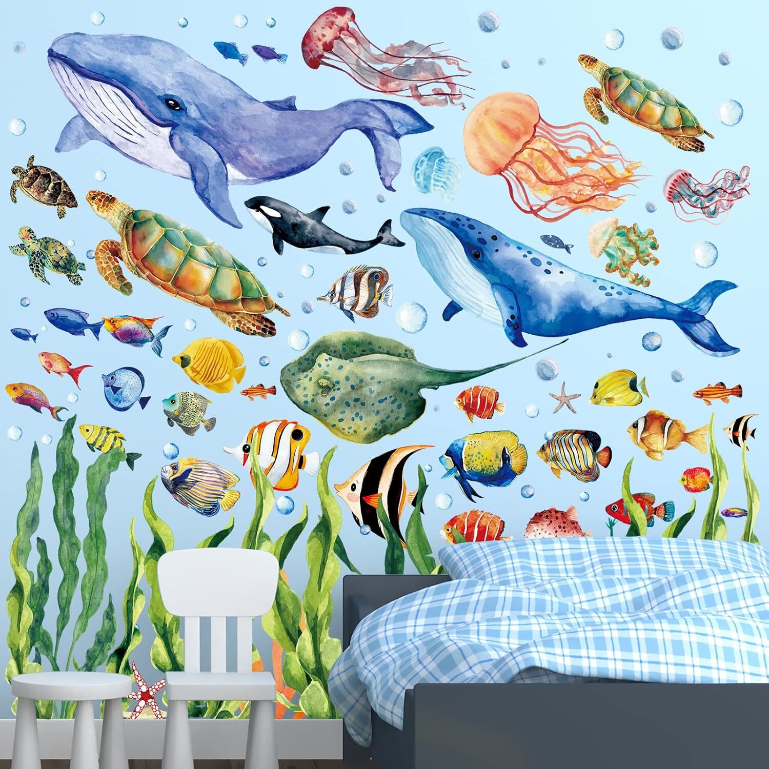 Glow in the Dark under the Sea Wall Decals Glowing Ocean World Themed Wall Stick