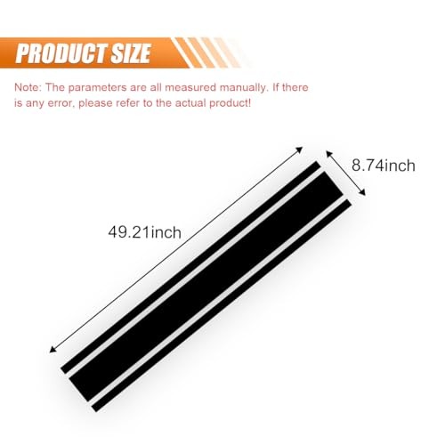 49"x8.7" Car Hood Stripe Sticker Decal – Vinyl Auto Racing Body Side – Black