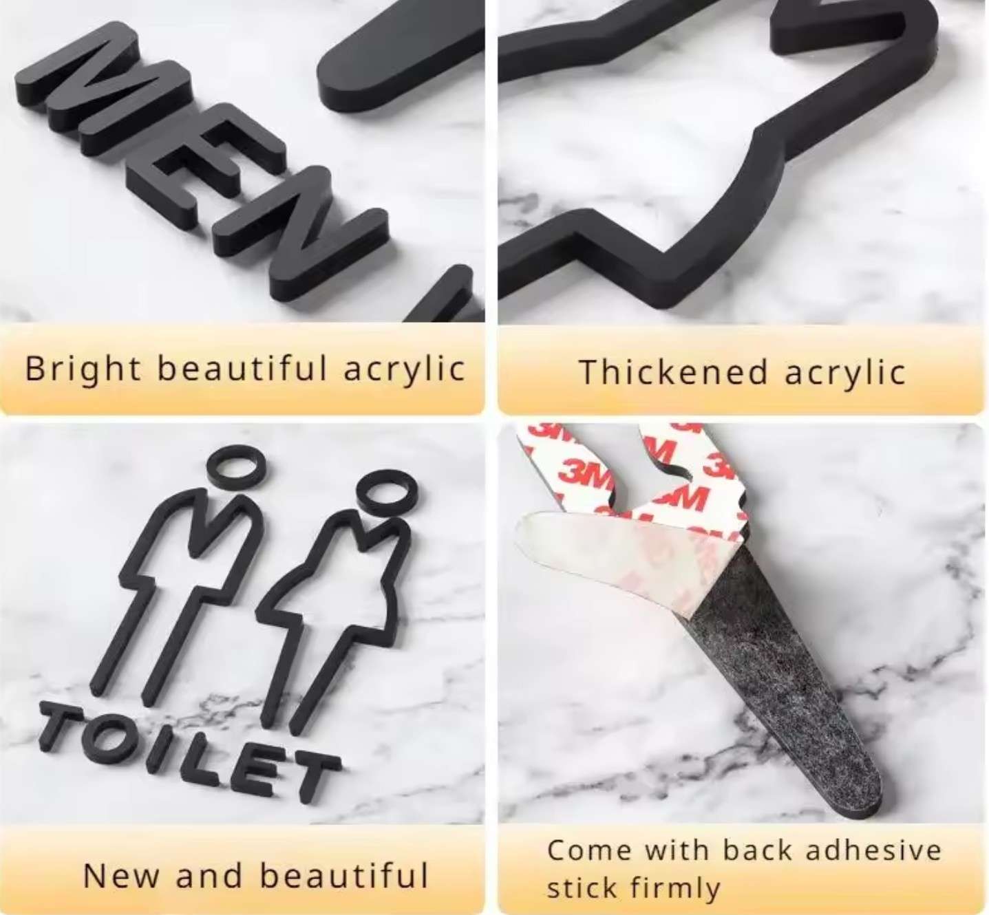 Wall Stickers Toilet Bathroom Entrance Sign Home Decoration Creative Black/Gold