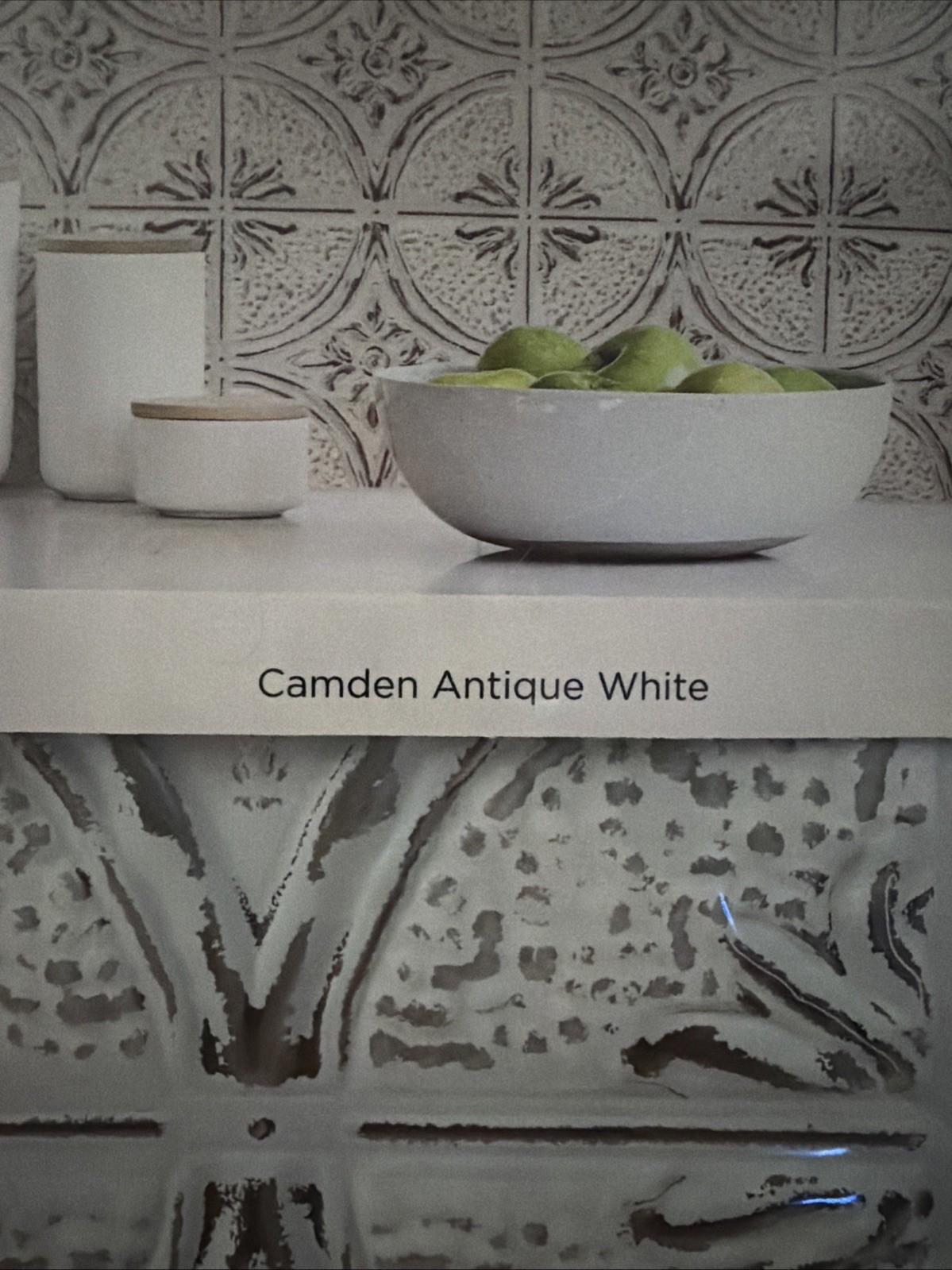 New In Home Camden Antique White Peel & Stick Faux Tin Tiles 10”X10” Wall Pops
