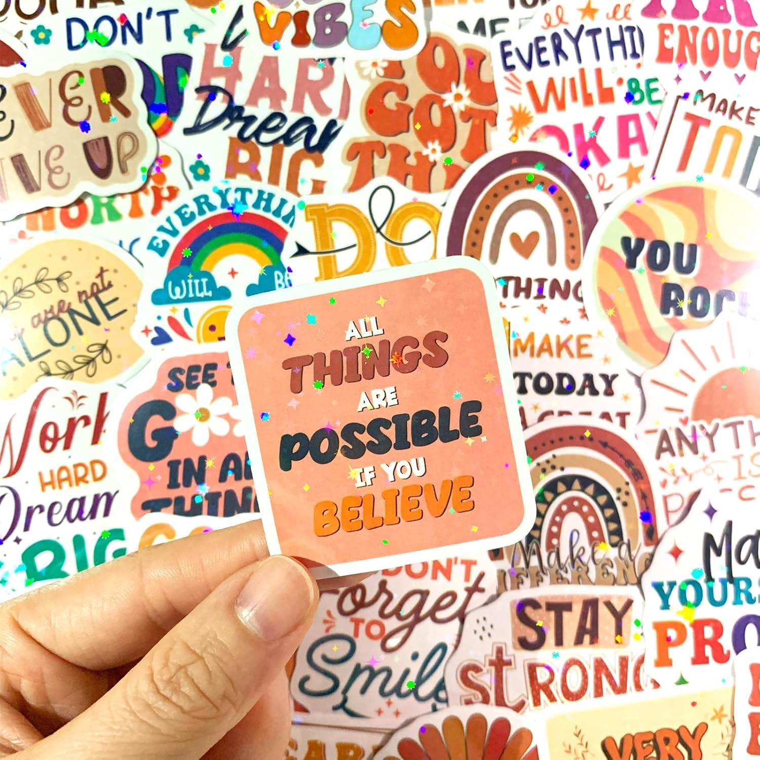 200Pcs Boho Motivational Stickers Waterproof Positive Vinyl for Laptop Bottle