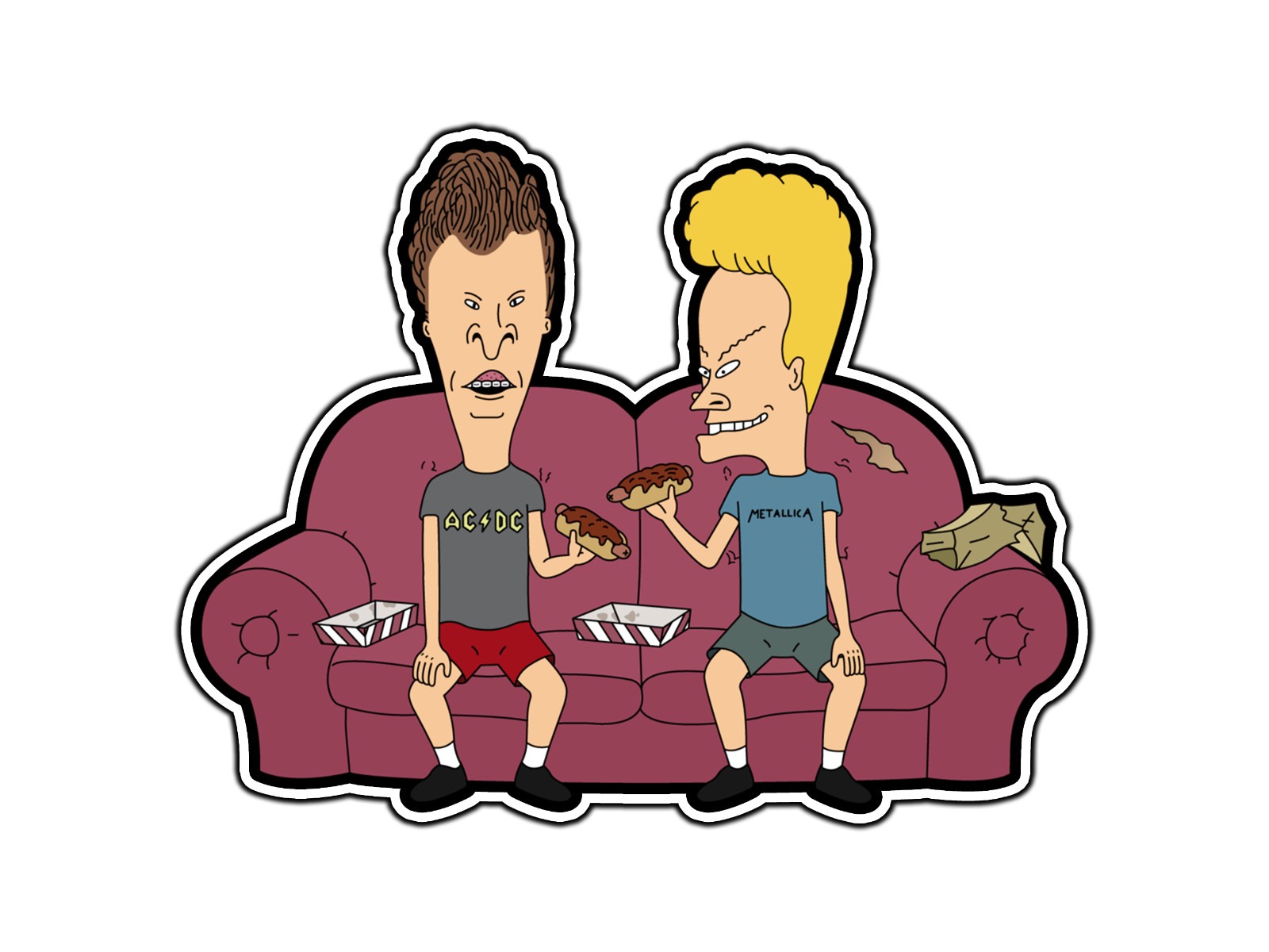 Beaves And Butthead On Couch Waterproof Vinyl Sticker Decal Die-Cut