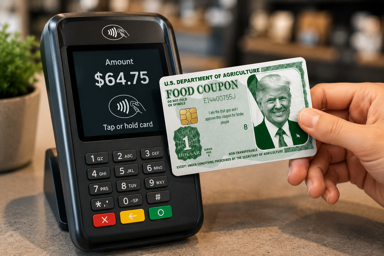 Trump Food Coup on Credit Card Skin Funny Meme Vinyl Sticker Card Wrap