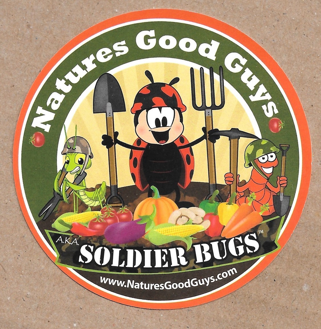 Natures Good Guys Soldier Bugs – Paper Sticker 3.5" Round Durable