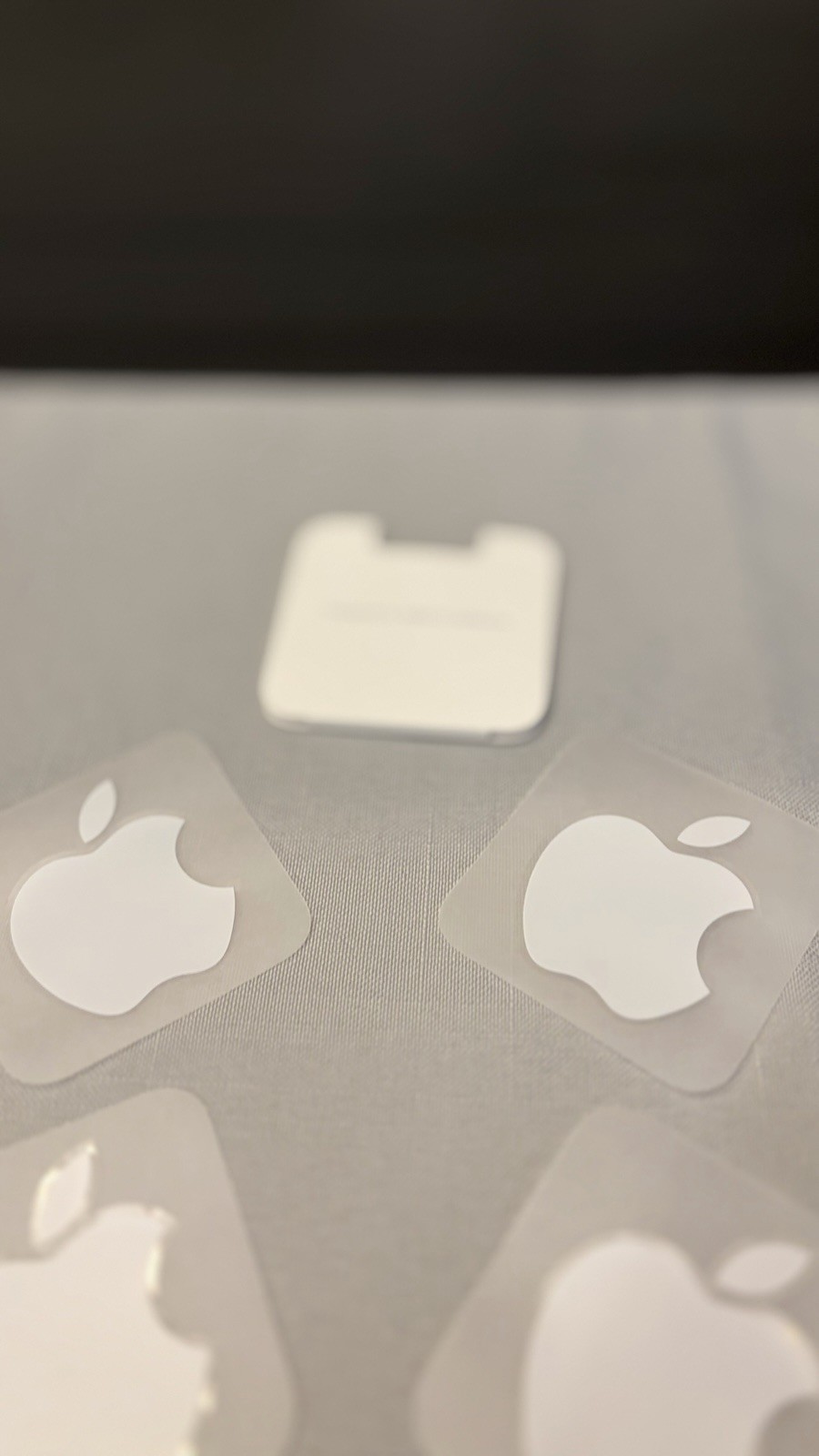 Apple Logo Vinyl Decal Stickers Set, White on Clear Backing, Adults