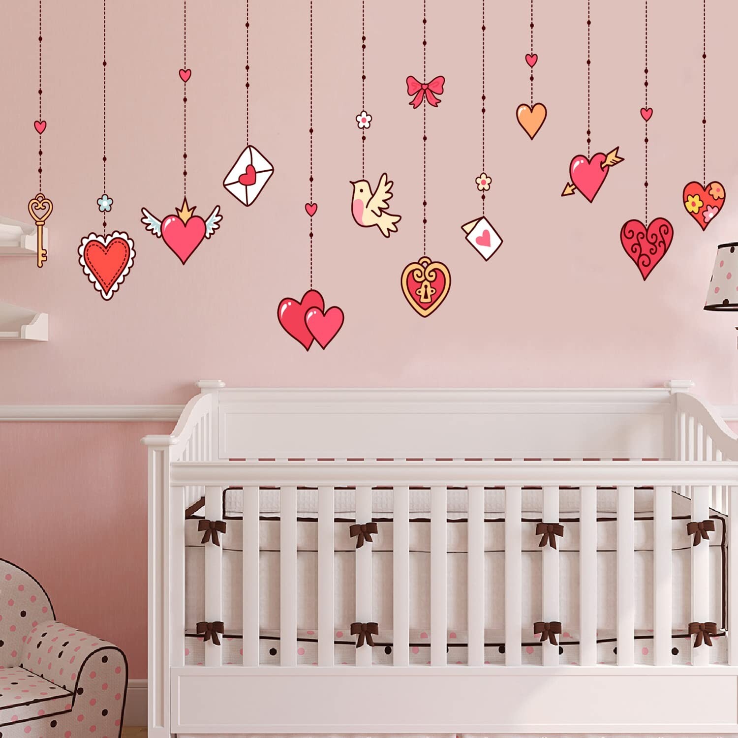 Valentine's Day Wall Stickers Hanging Heart Pigeon Envelope Wall Decals Remov…