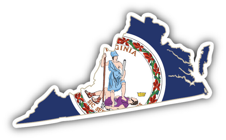 Virginia USA State Map Flag Car Bumper Sticker Decal
