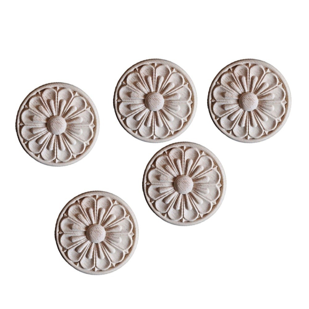 Round Wood Furniture Applique Onlays for Handcrafted Carving (90 characters)