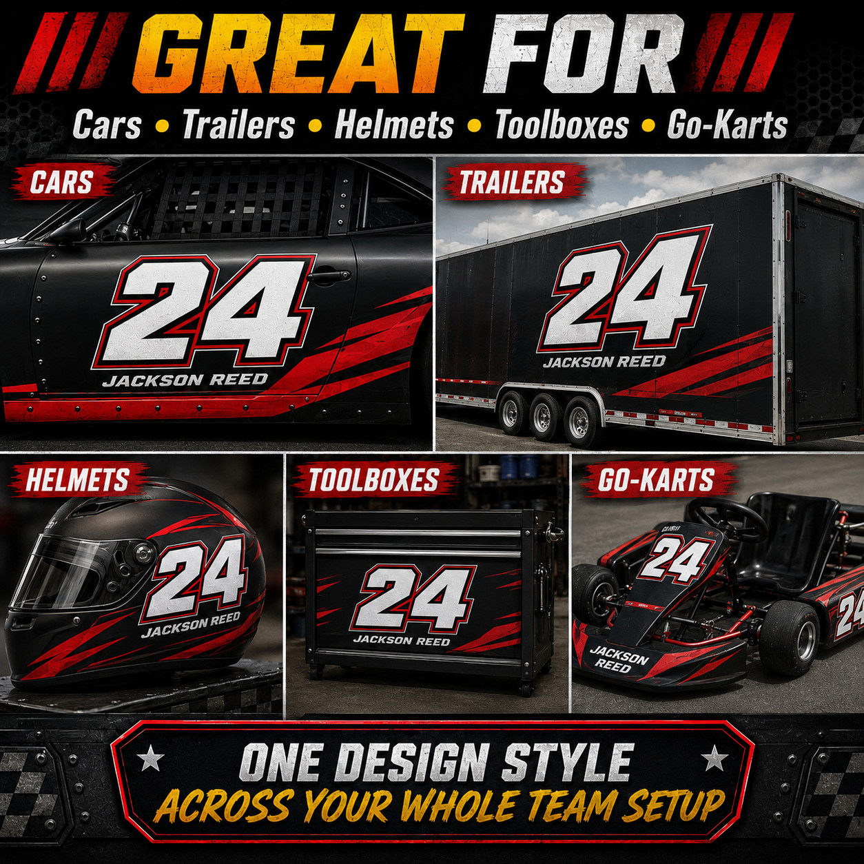 Custom Race Car Number Decals Dirt Track Go Kart Trailer Helmet Vinyl Sticker