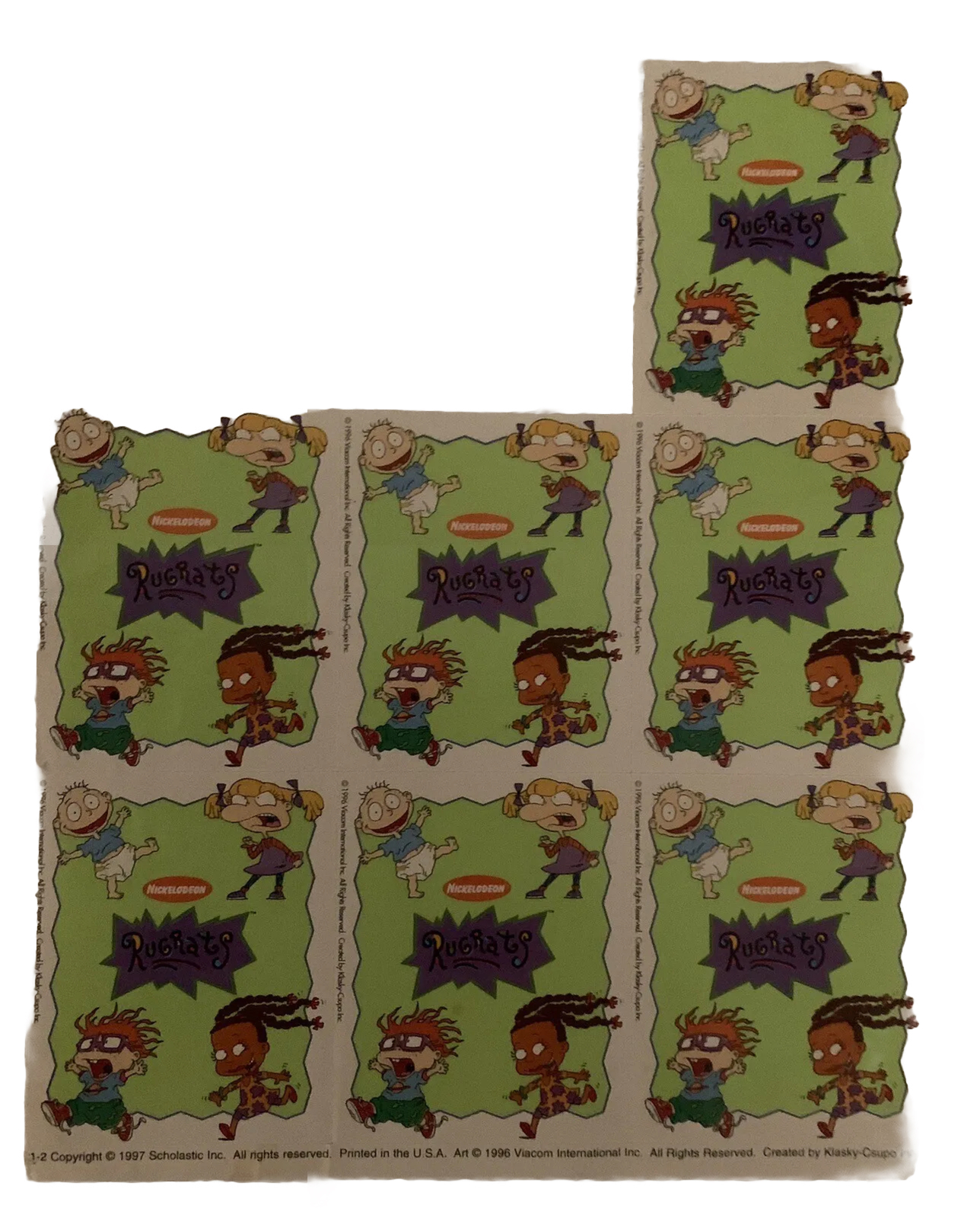 Rugrats Stickers Scholastic Viacom 1996 Sheet of 7 Stickers Printed USA