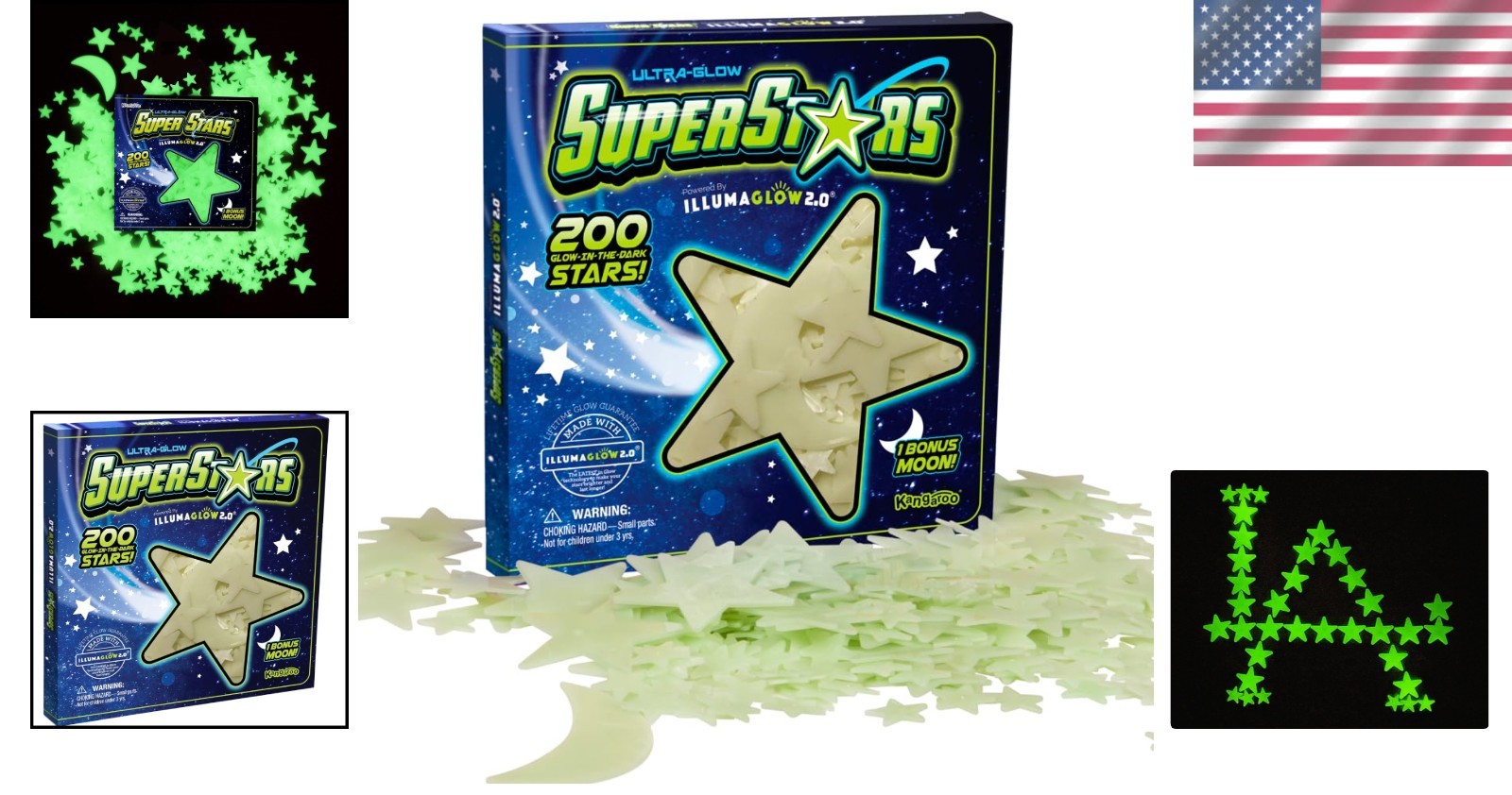 Glow Stars – 200 Safe, Non-Toxic Stars with Installation Material