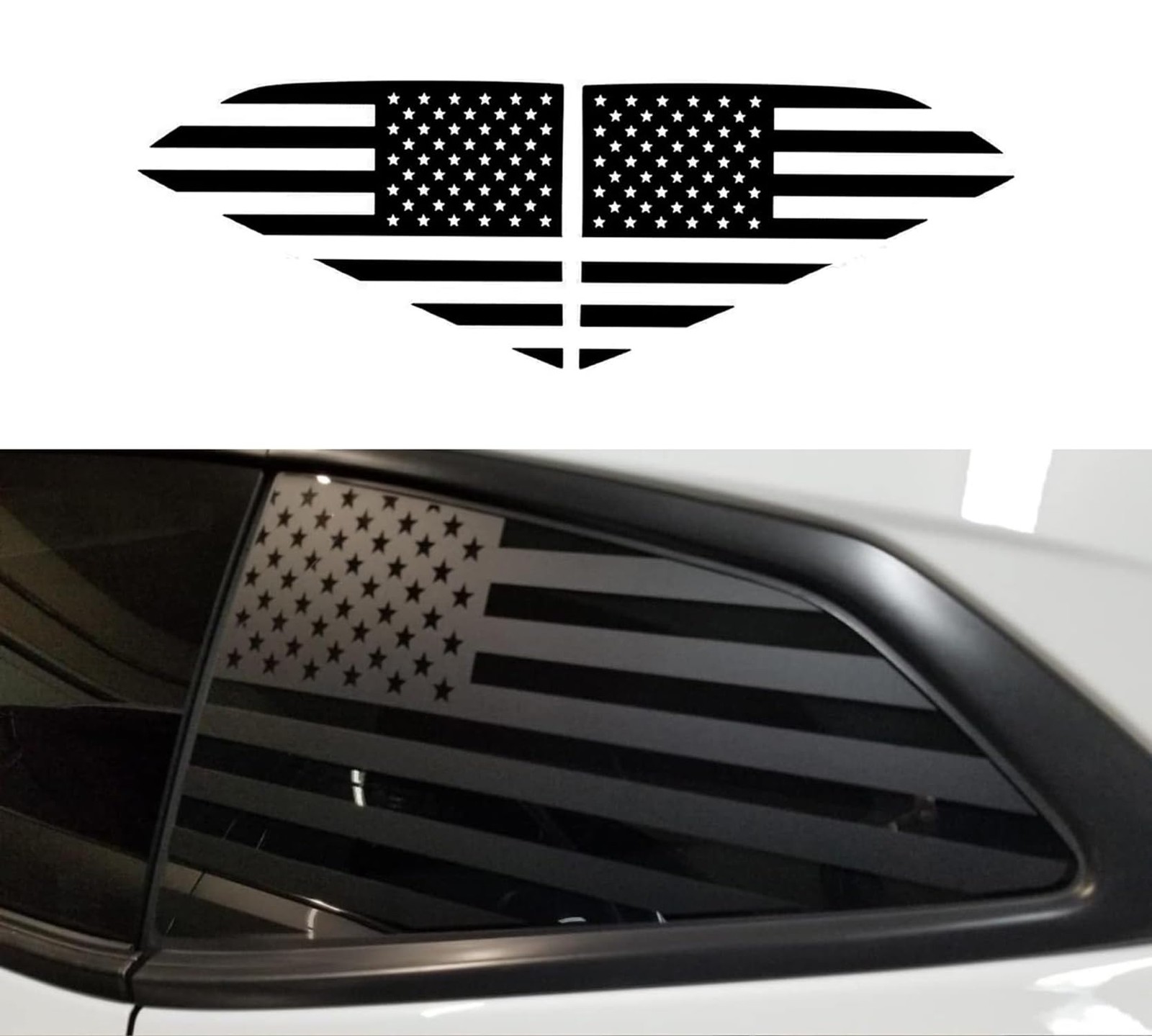 Rear Side Quarter Window American Flag Decal for Chevy Camaro 2016-2022, Black