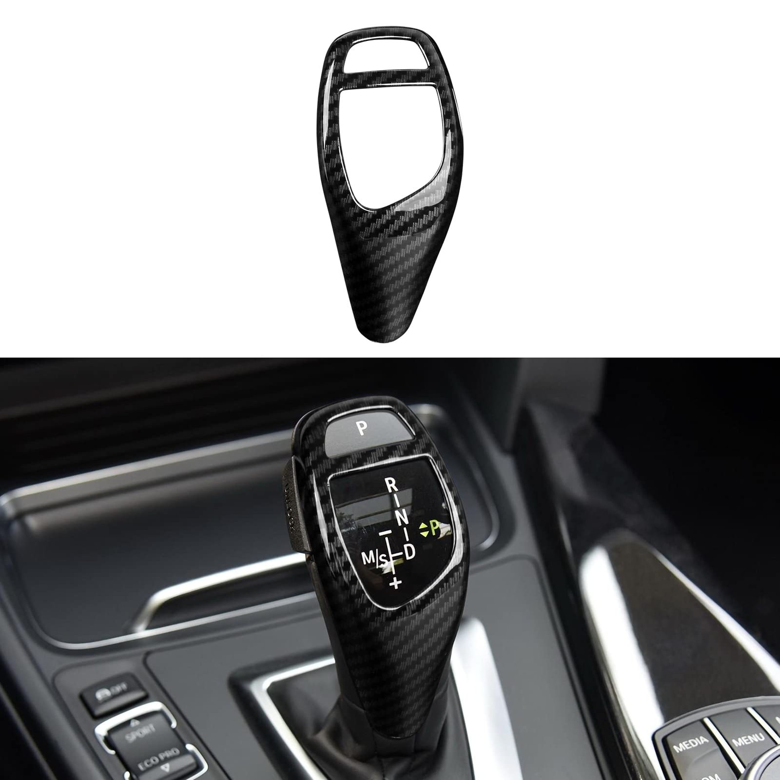 Car Sticker Decals Gear Shift Knob Cover Carbon Color ABS Trim fits for BMW F…