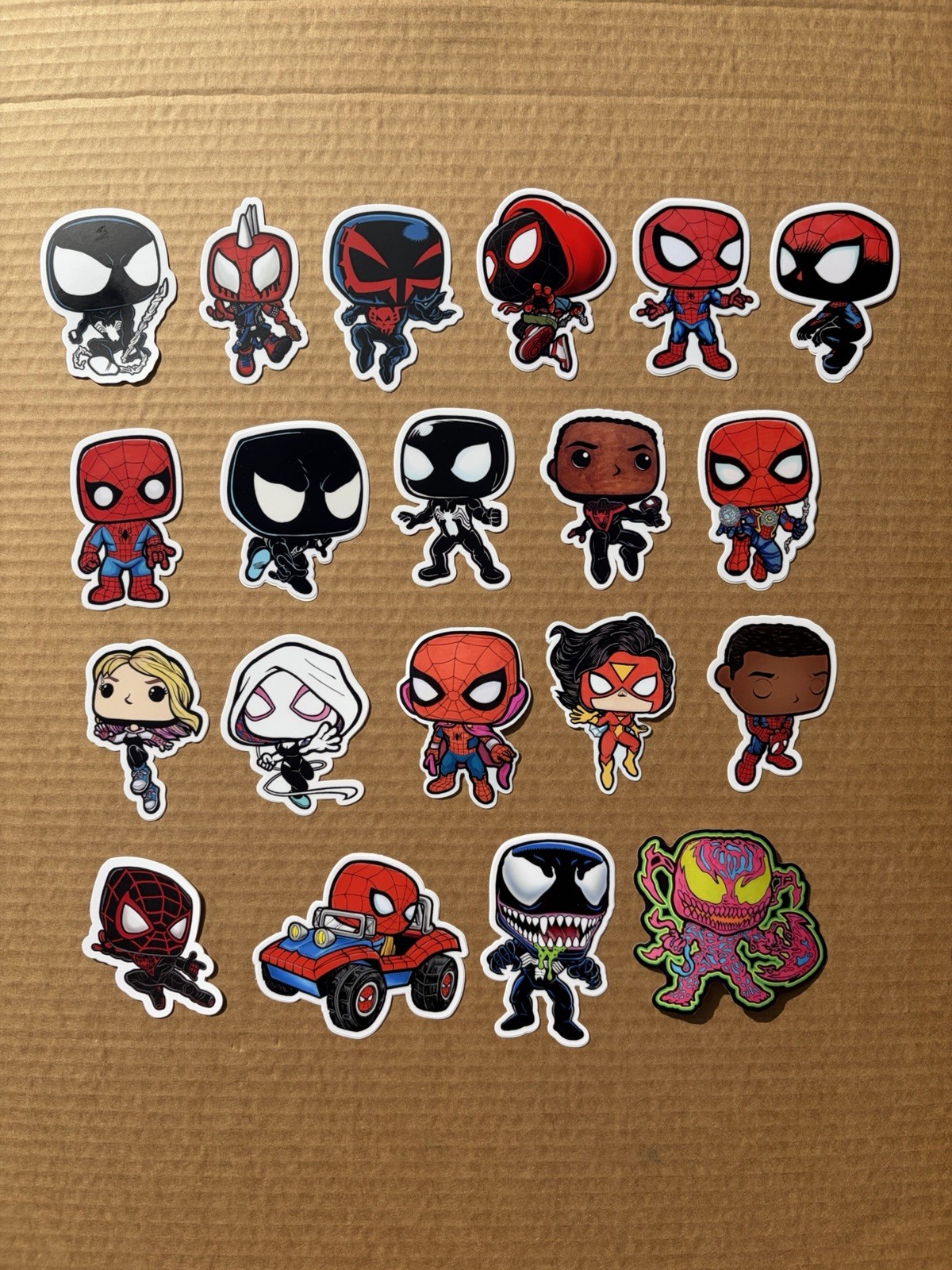 Lot of 20 Spider-Man Funko Pop Style Decal / Stickers Custom Art Variant Set