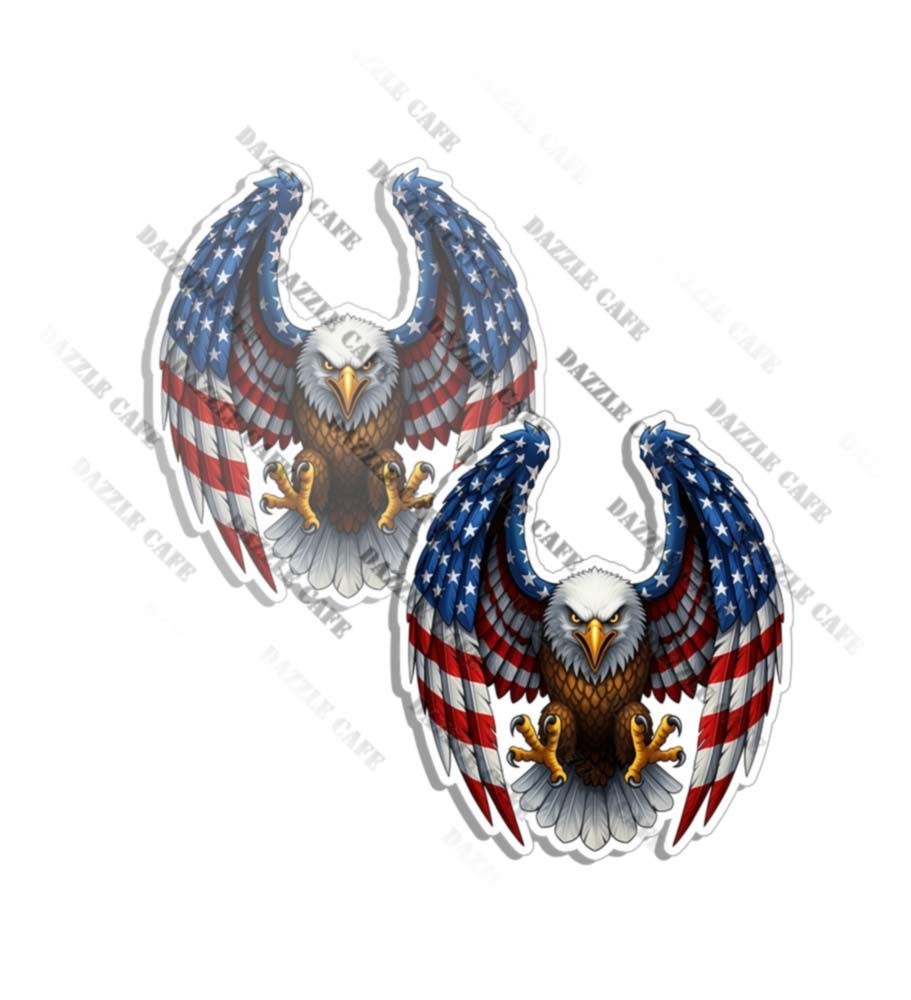 American Eagle Sticker PATRIOTIC Decals Made in USA 2 PACK