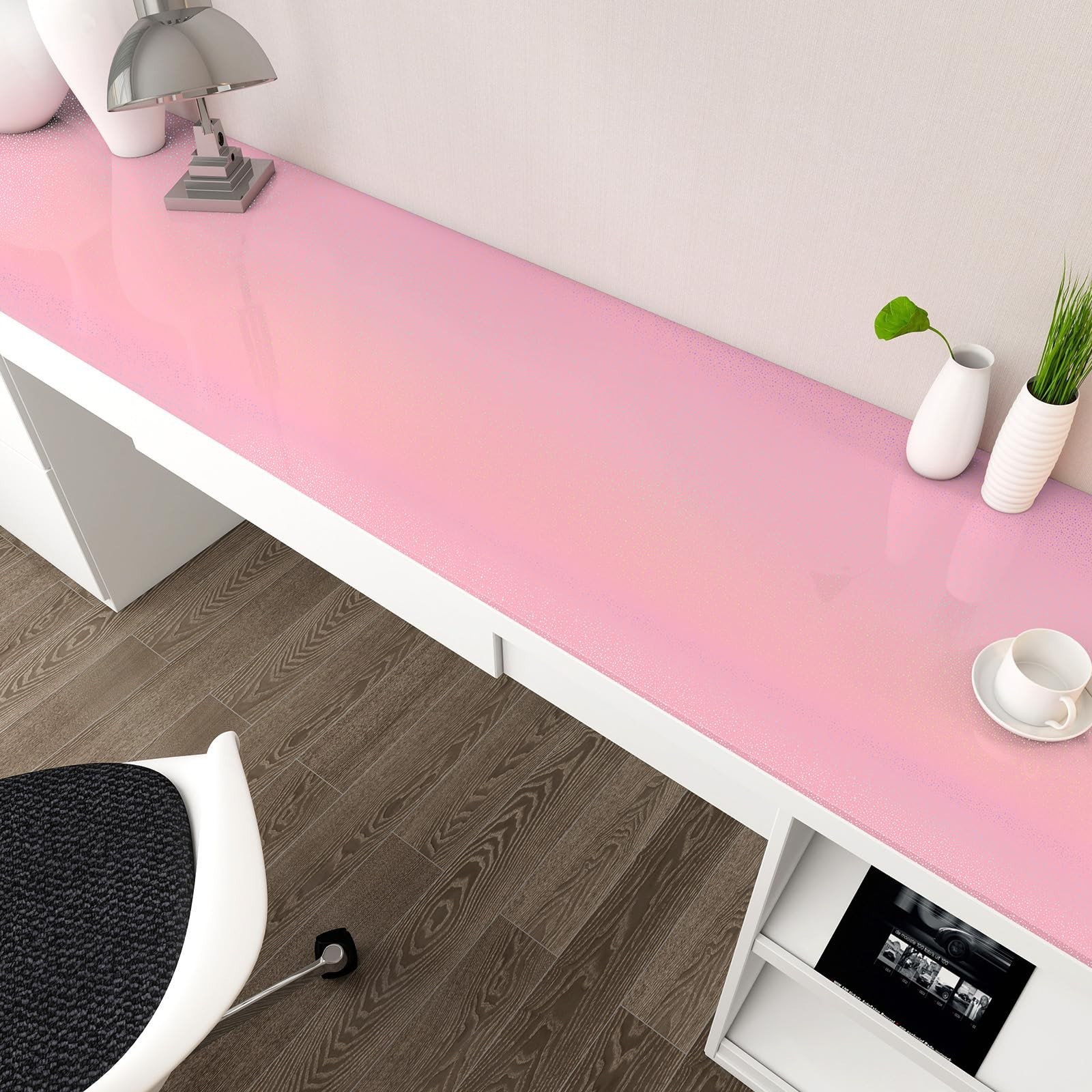 Pink Glossy Countertop Contact Paper Peel and Stick Holographic Shiny Waterpr…