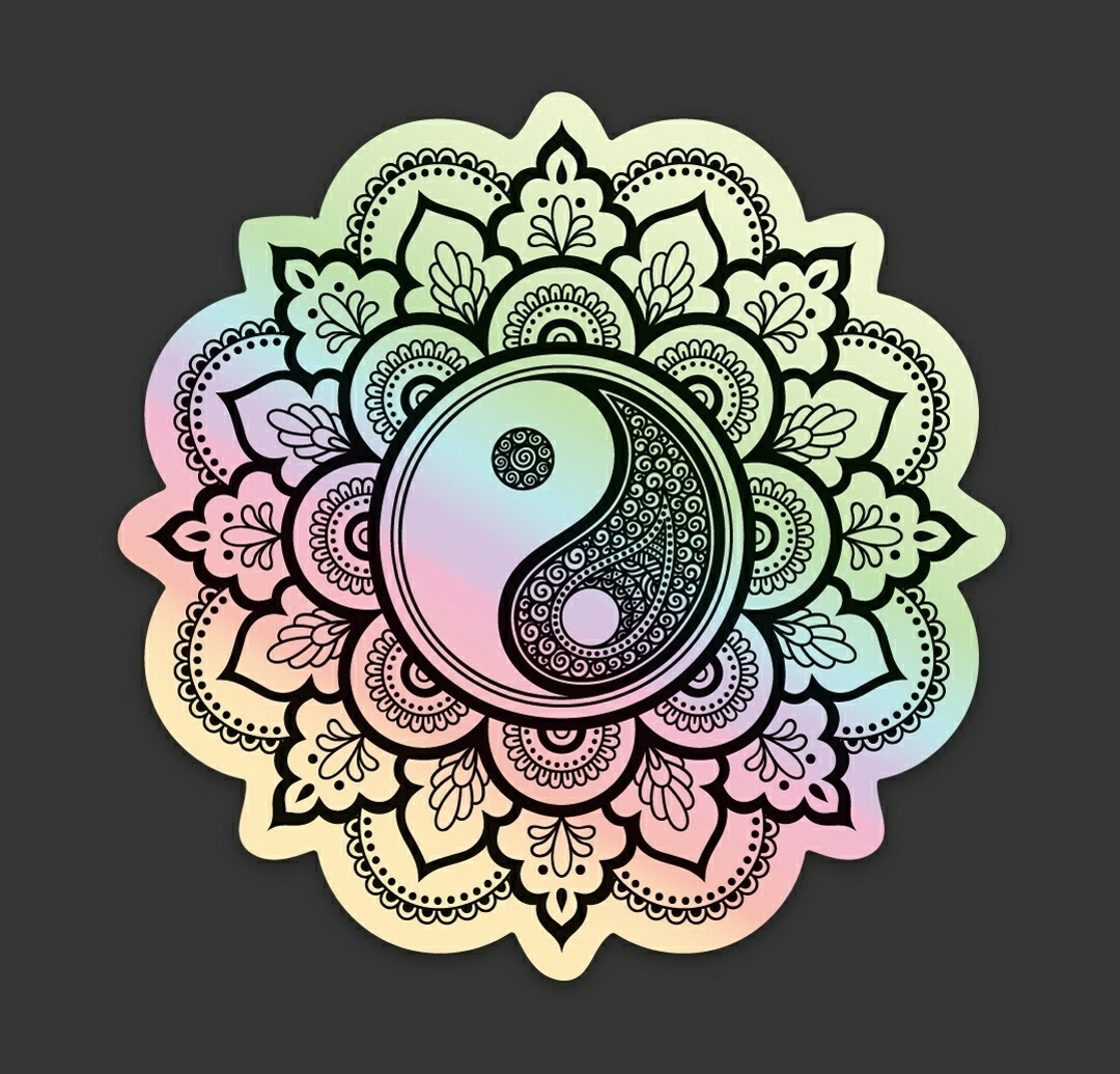 Yin Yang Mandala Die Cut Holographic Sticker Vinyl 3 inch