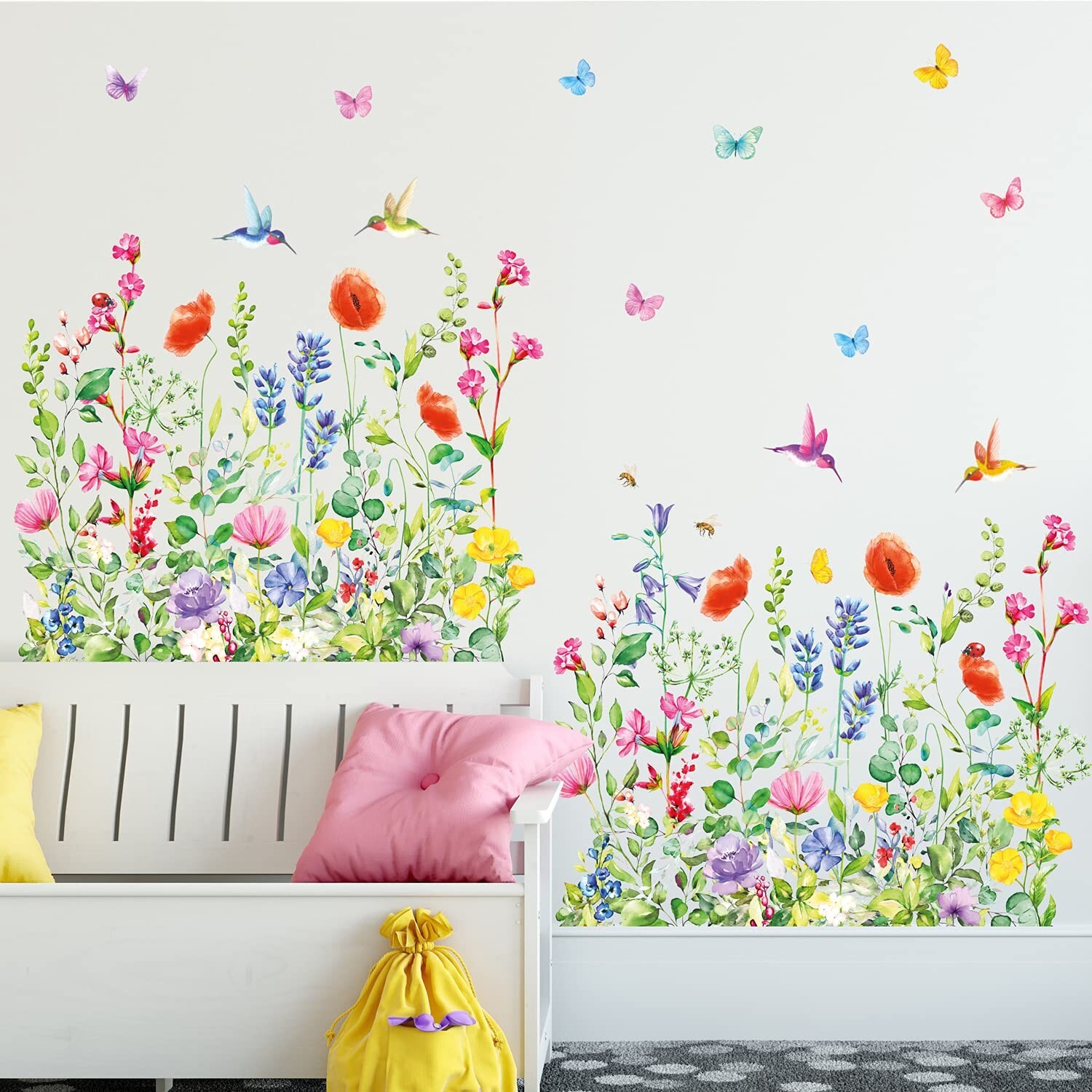 DECOWALL SG2-2114 Garden Flower Wall Stickers Birds Plants Floral Decals Remo…