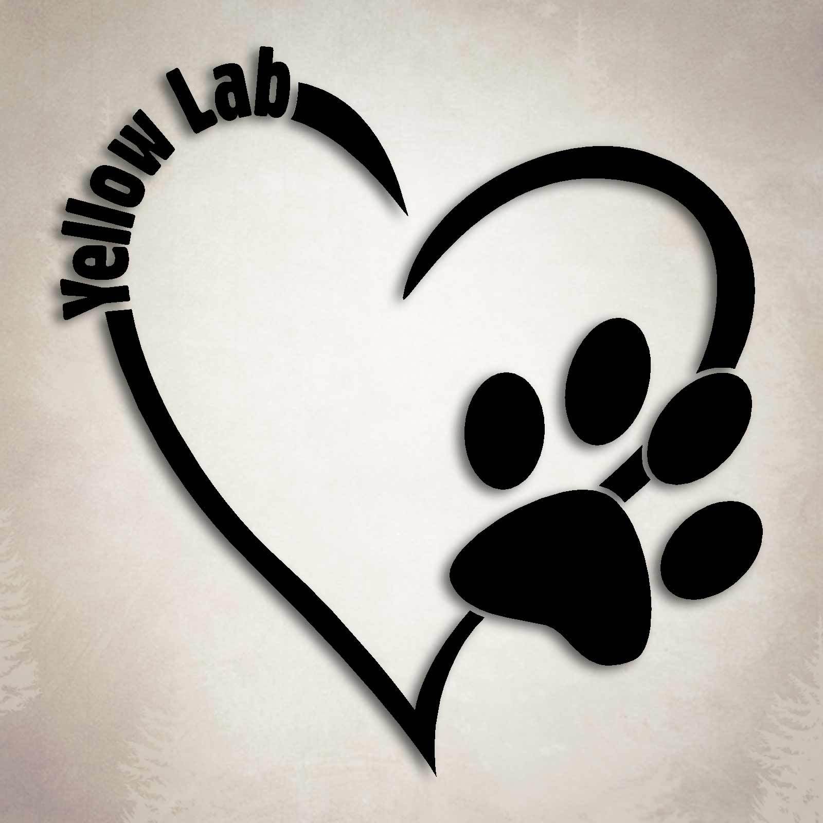 Yellow Lab Dog Love Decal Paw Heart Sticker Car Laptop Labrador Animal Rescue