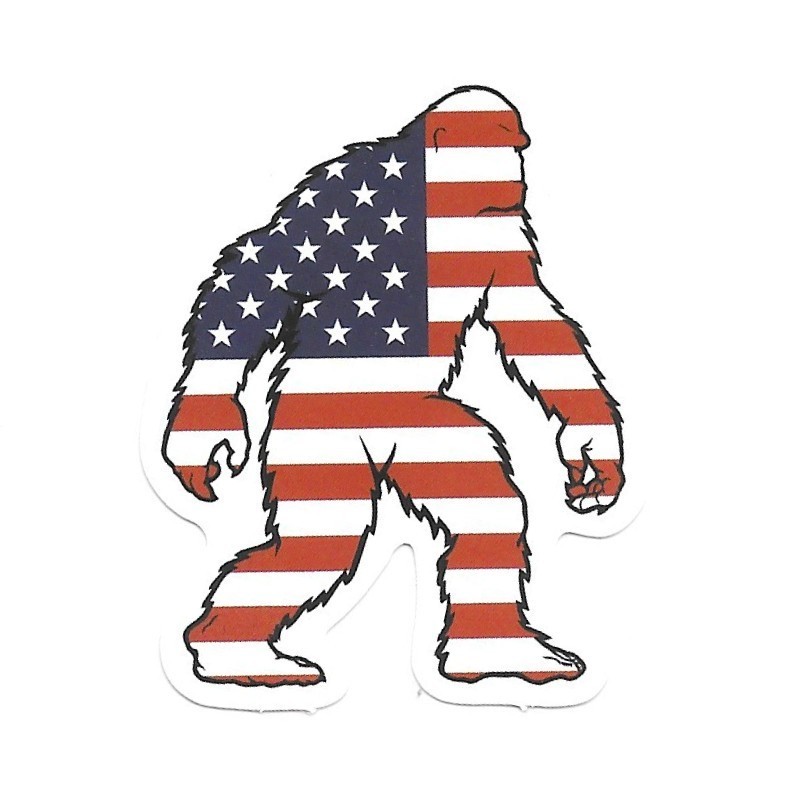Bigfoot American Flag Die Cut Vinyl Sticker Decal Sasquatch Patriotic Scrapbook