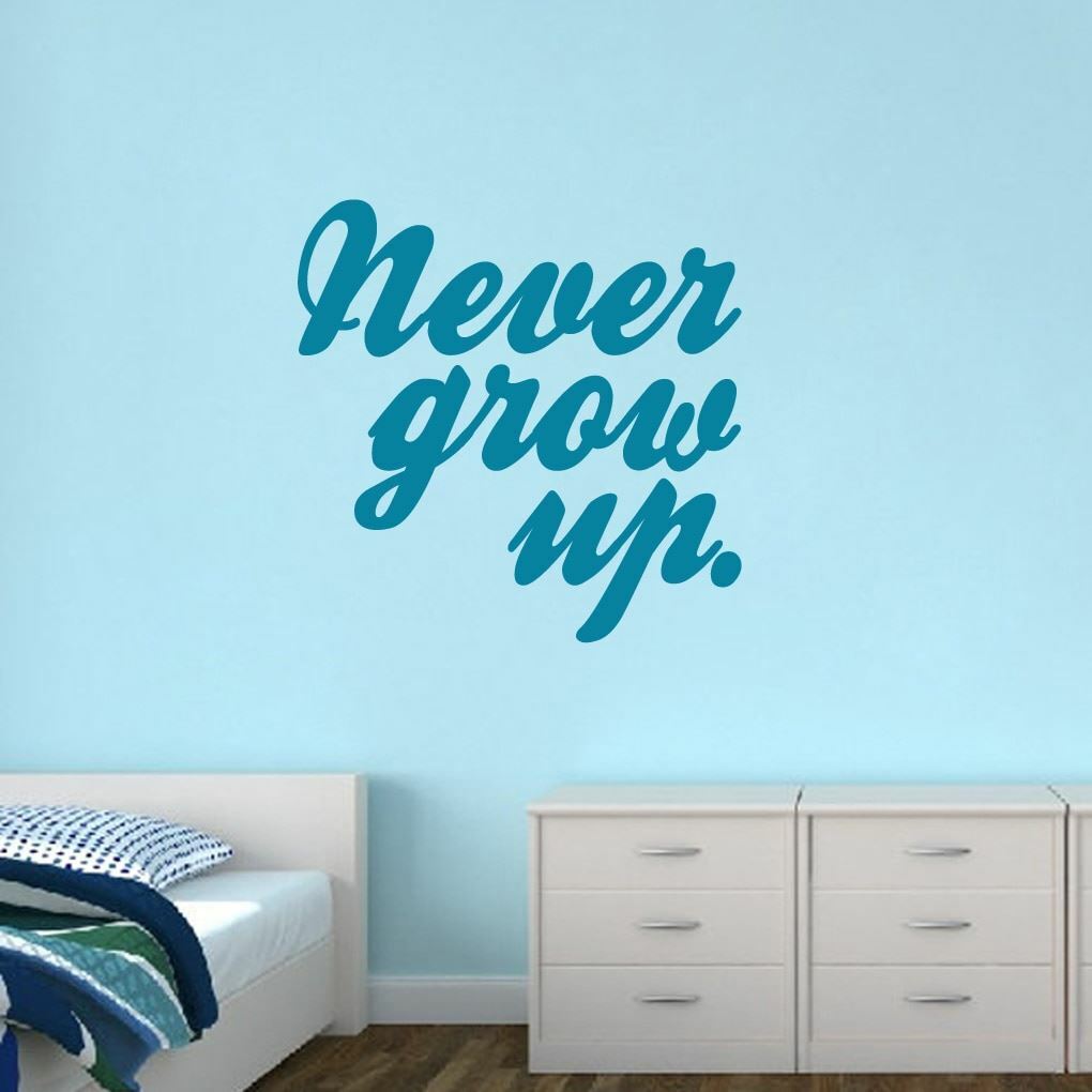 Never Grow Up Wall Decal – Kids, Nursery, Playroom, Classroom, Wall Sticker