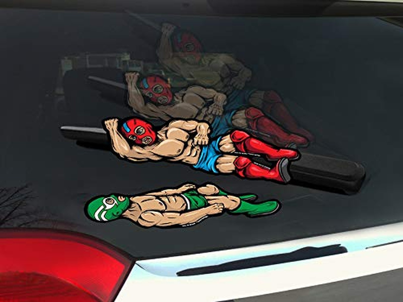 WiperTags Luchador Wrestling Cover and Decal for Rear Vehicle Wipers