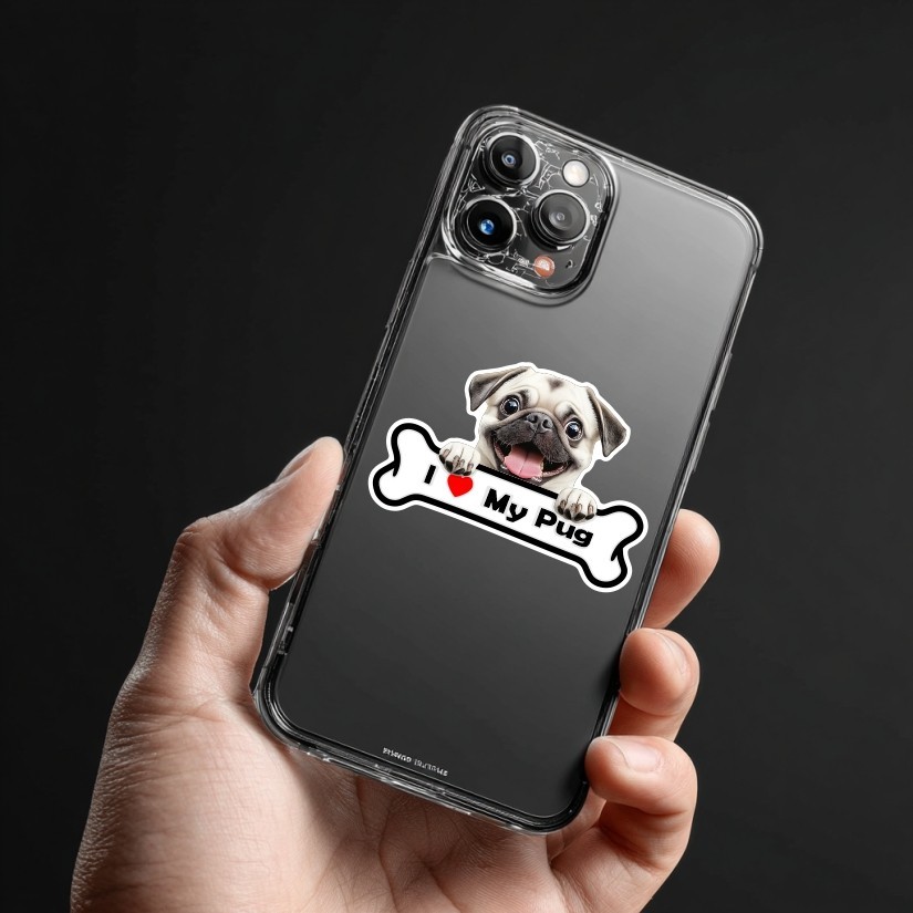I Love My Pug, Sticker, Peel N' Stick, Different Sizes