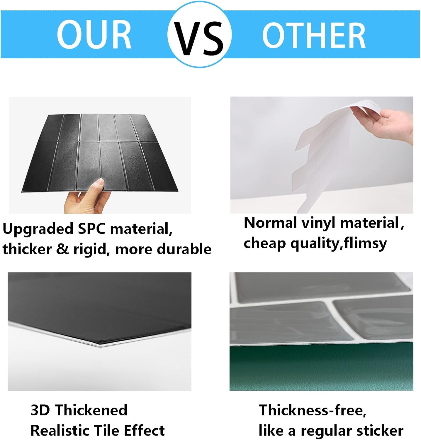 Backsplash Tile for Kitchen Peel and Stick, New Upgrade Premium Matte Black…