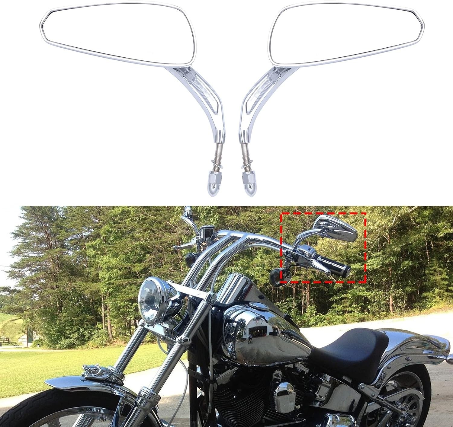Chrome Motorcycle Side Mirror for Road King Street Electra Glide Road Glide Dyna