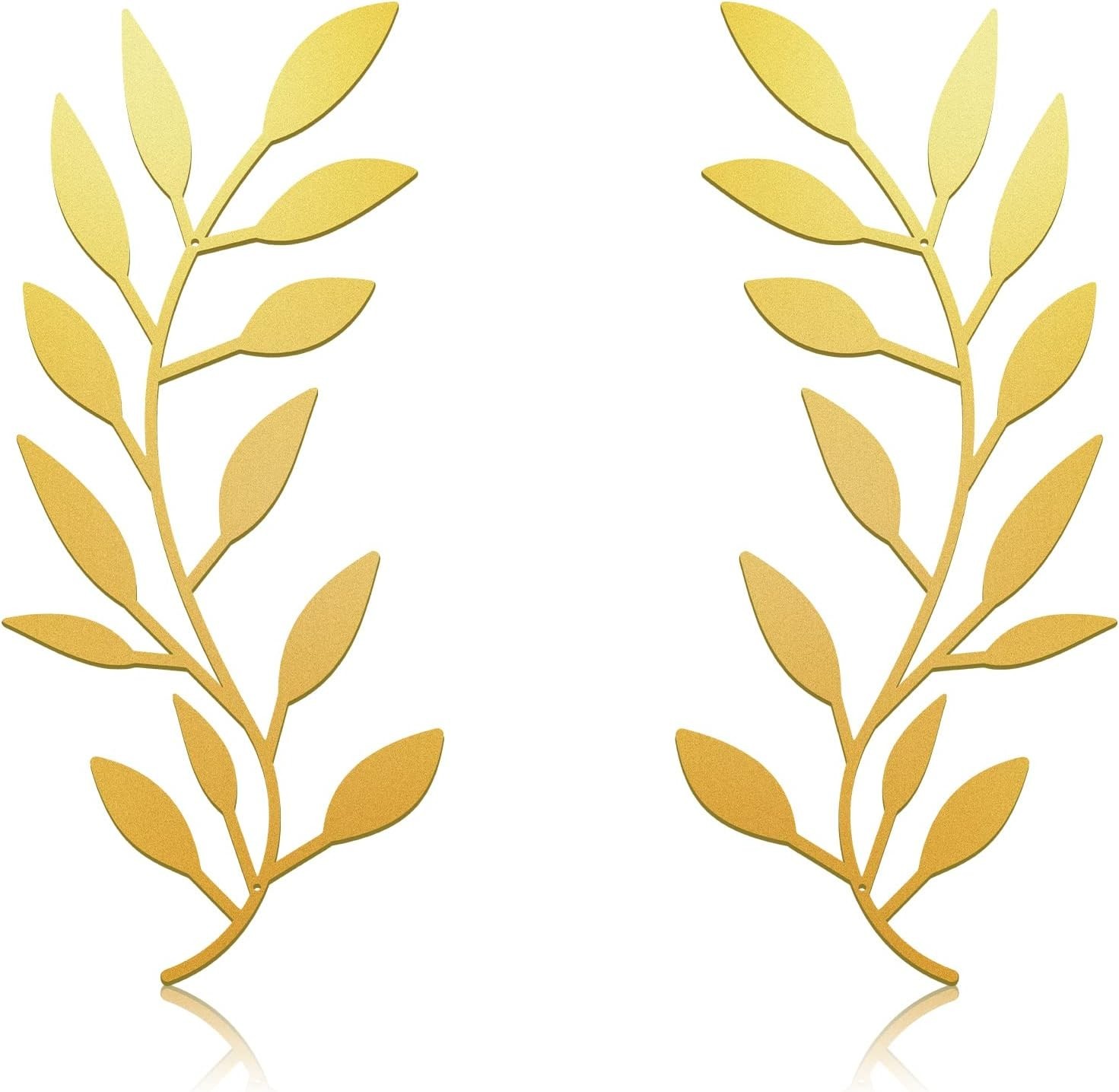 Set of 2 Gold Metal Leaf Wall Hanging – Perfect Art for Living Room & Hallway