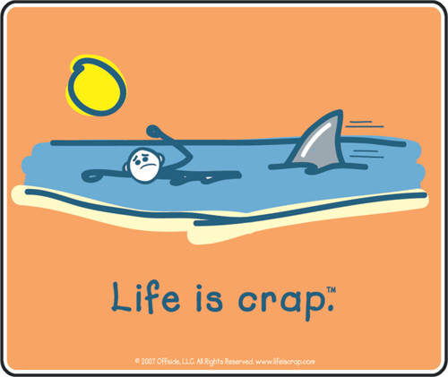 Life Is Crap – Swimming – Sticker – 4" x 3 3/8"