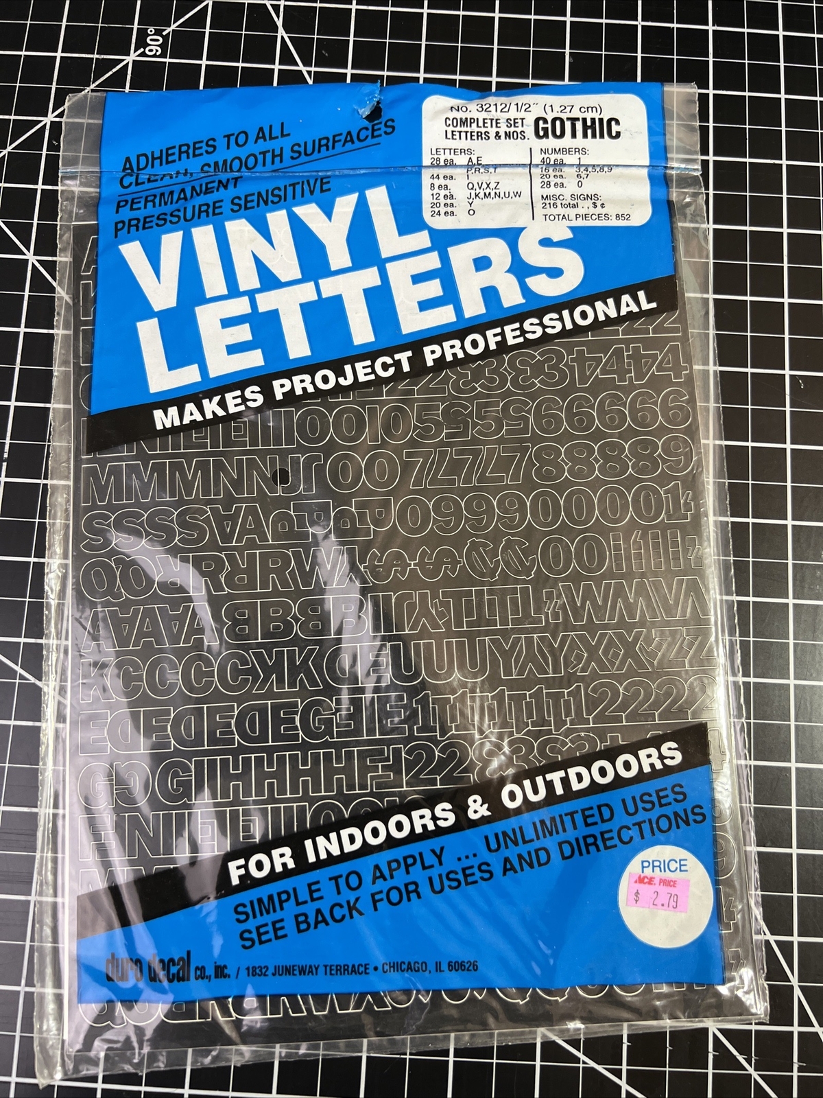 GOTHIC BLACK Adhesive Vinyl Letters & Numbers 1/2" INDOORS OUTDOORS SEALED