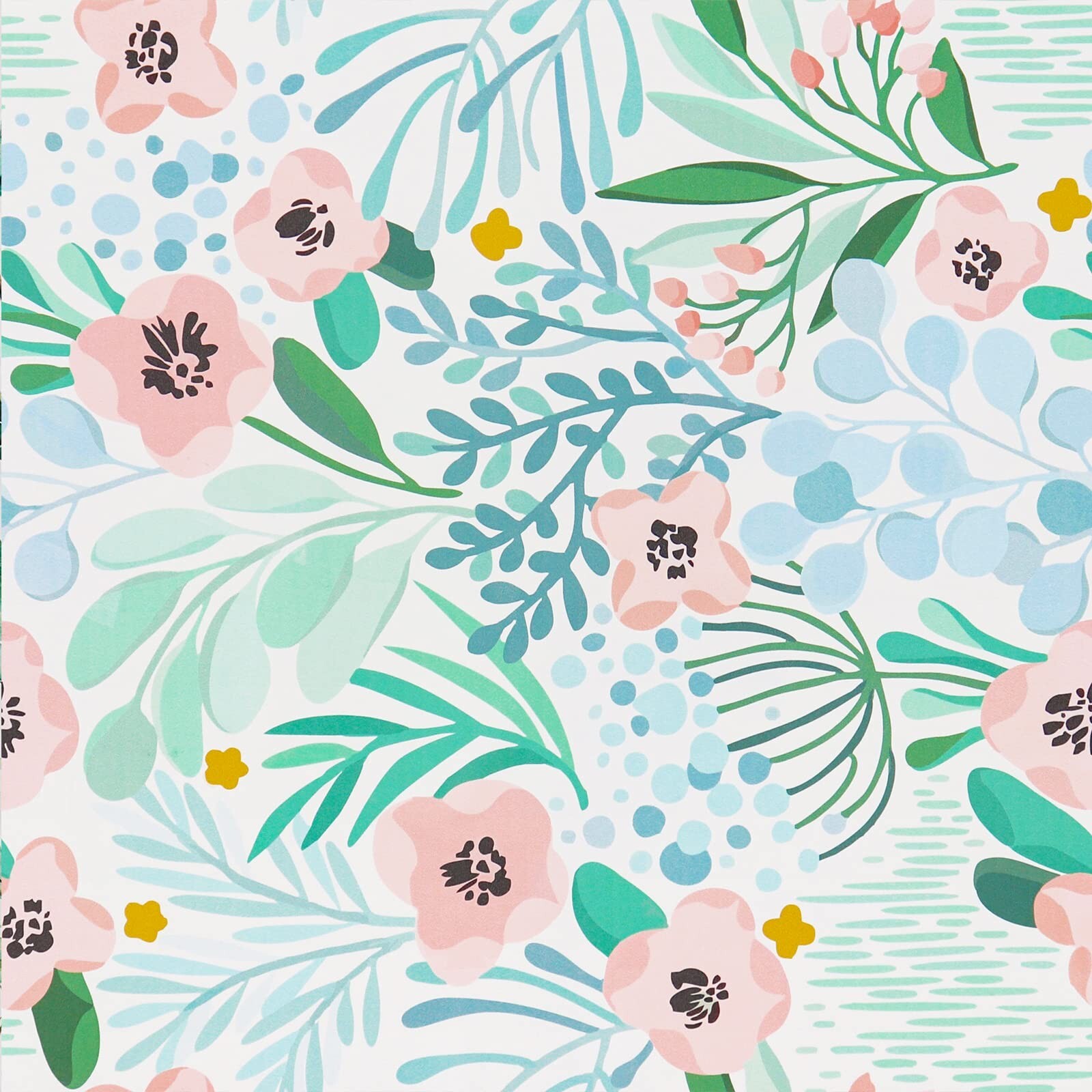 VaryPaper 17.7"x315" Pink/Blue/Green Floral Wallpaper Peel and Stick Wallpa…