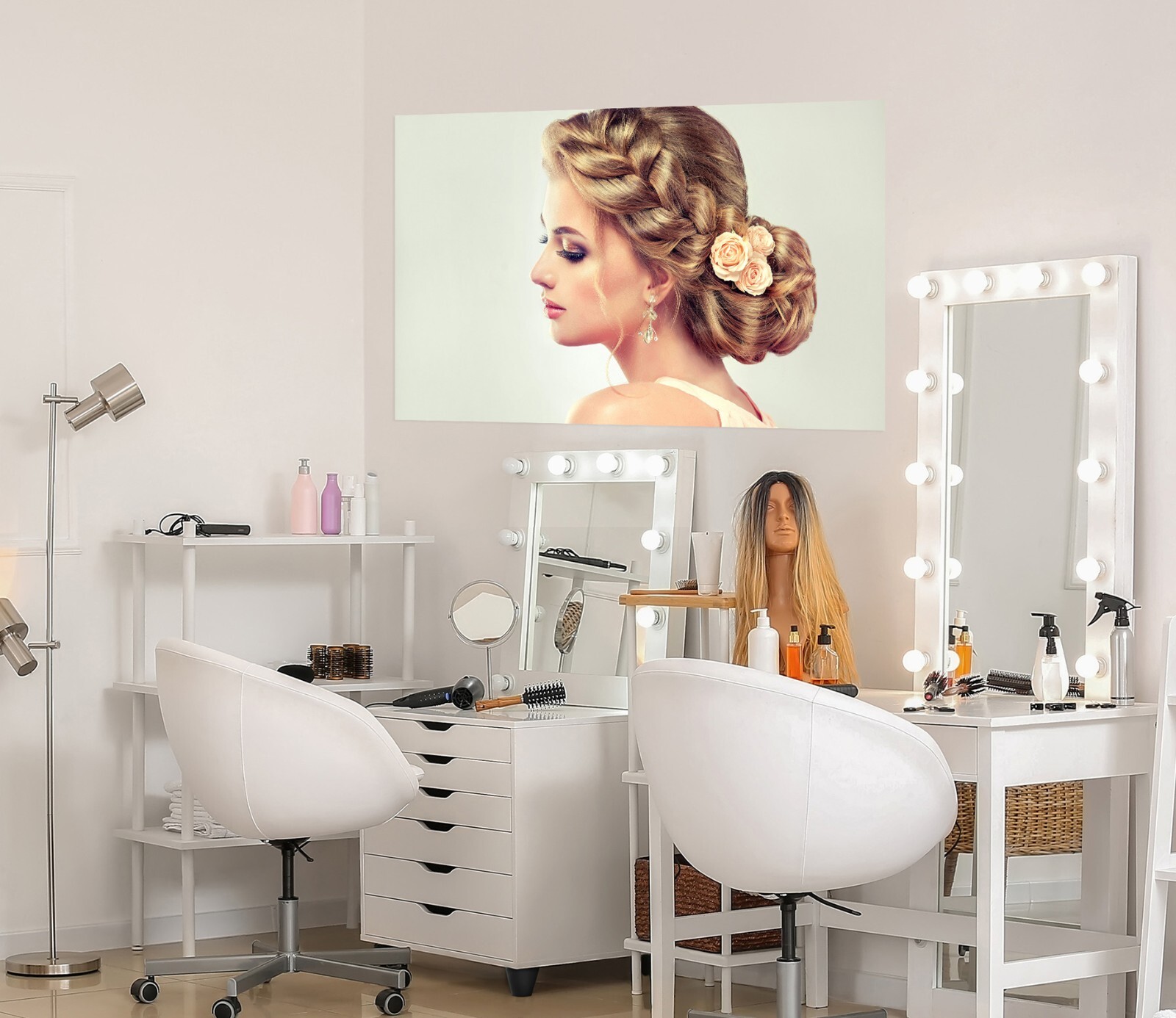 3D Braided Girl A65 Salon Barber Shop Wall Stickers Vinyl Wallpaper Murals Ann