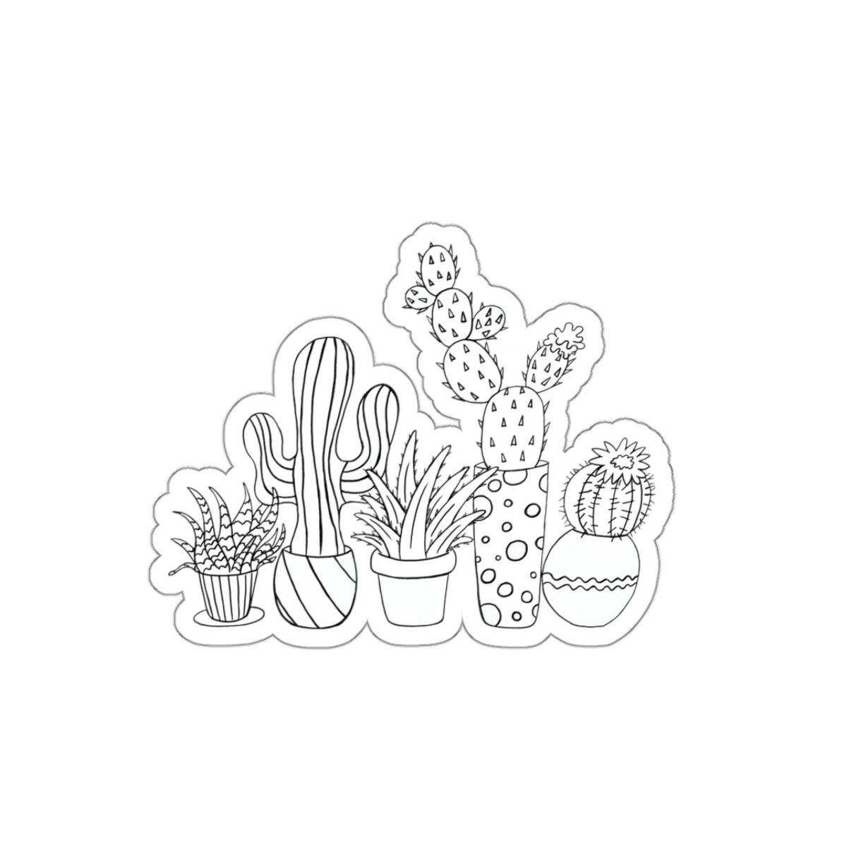 “So Succulent” Illustration Kiss-Cut Cactus Plant Outline Vinyl Stickers