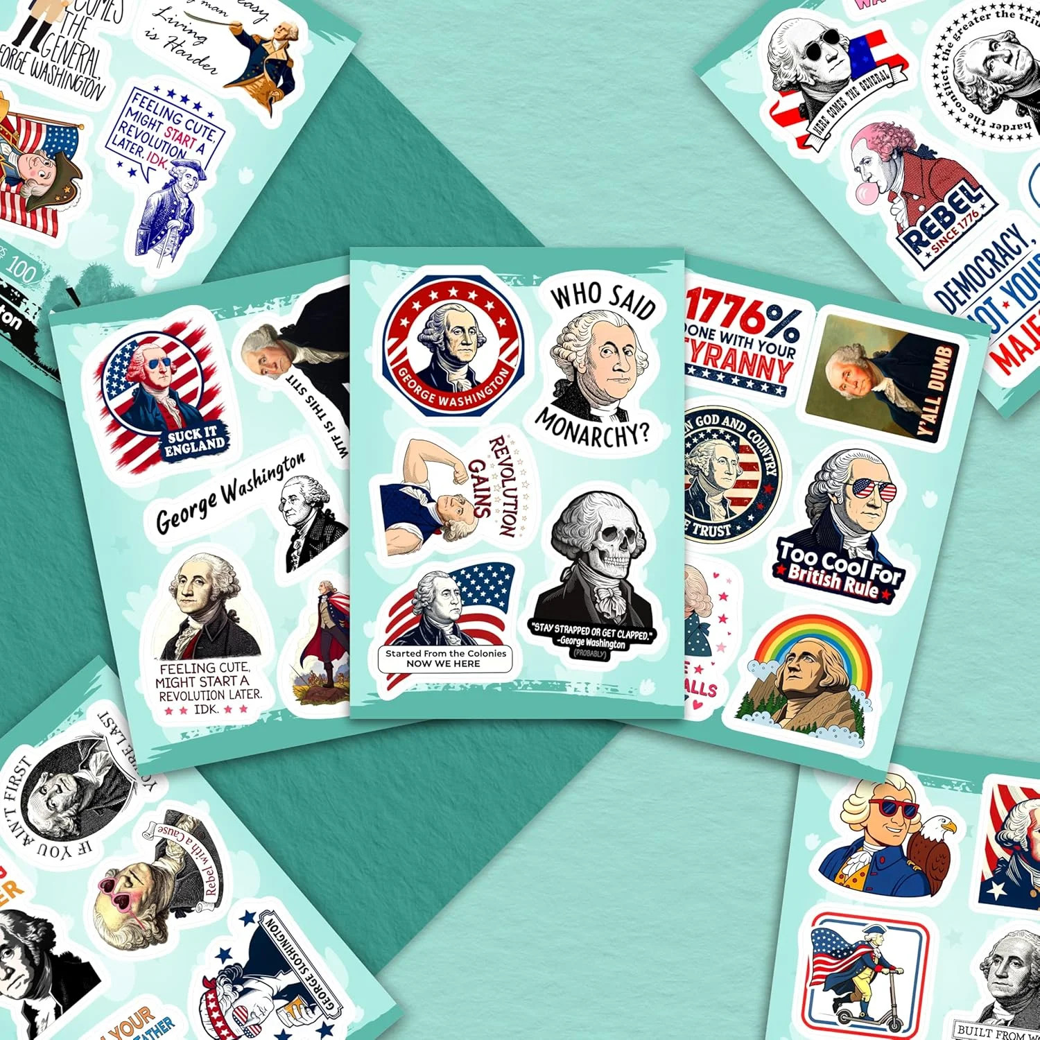 100Pcs George Washington Stickers Pack – Funny President Vinyl Decals – George W