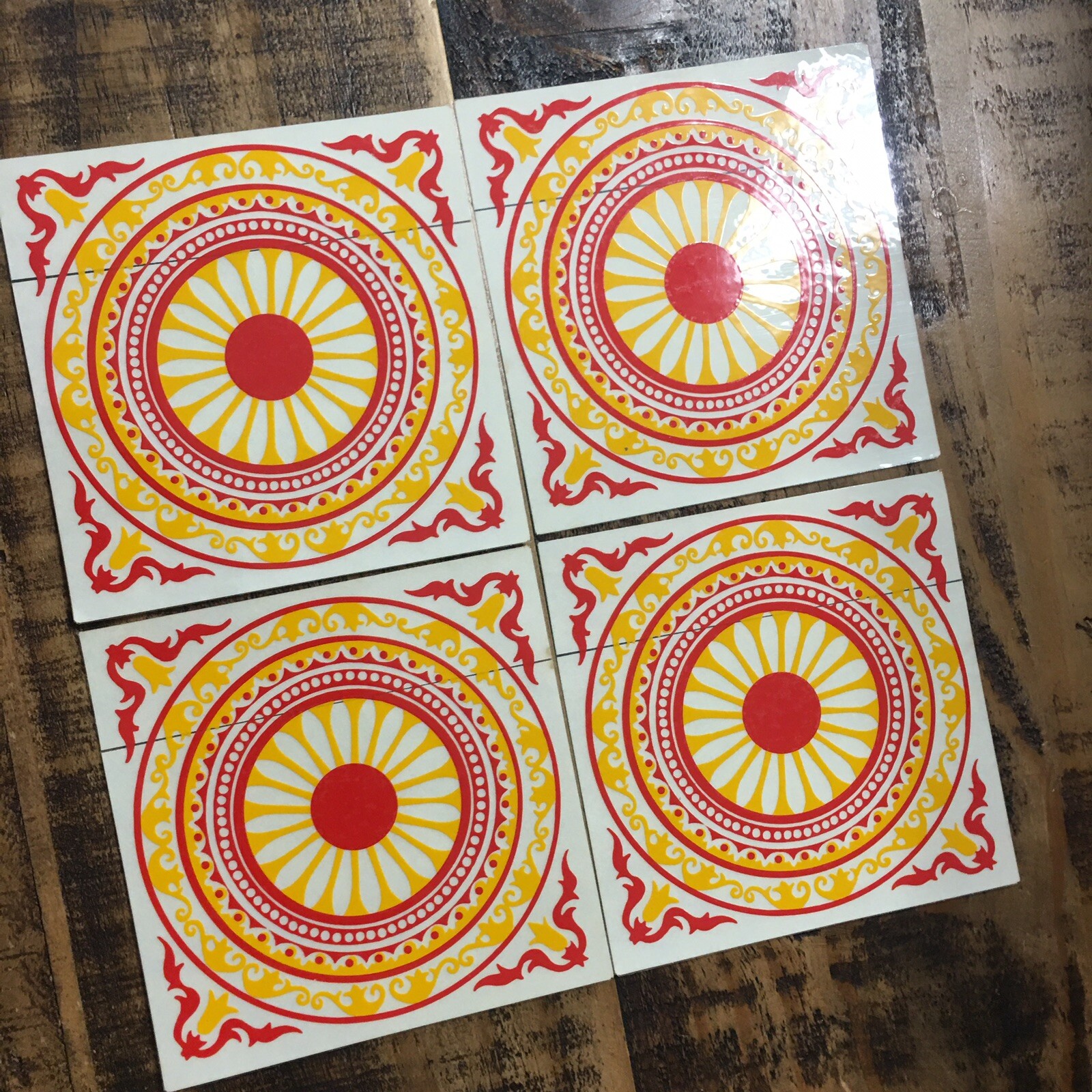 Lot 4 GLOSSY VINYL STICKER Middle Eastern Motif Tile Decorative Decal Crafting