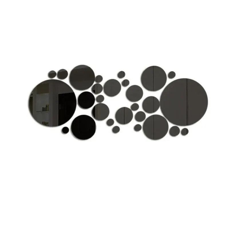 26 PCs 3D Acrylic Mirror Wall Sticker Round DIY Home Decor