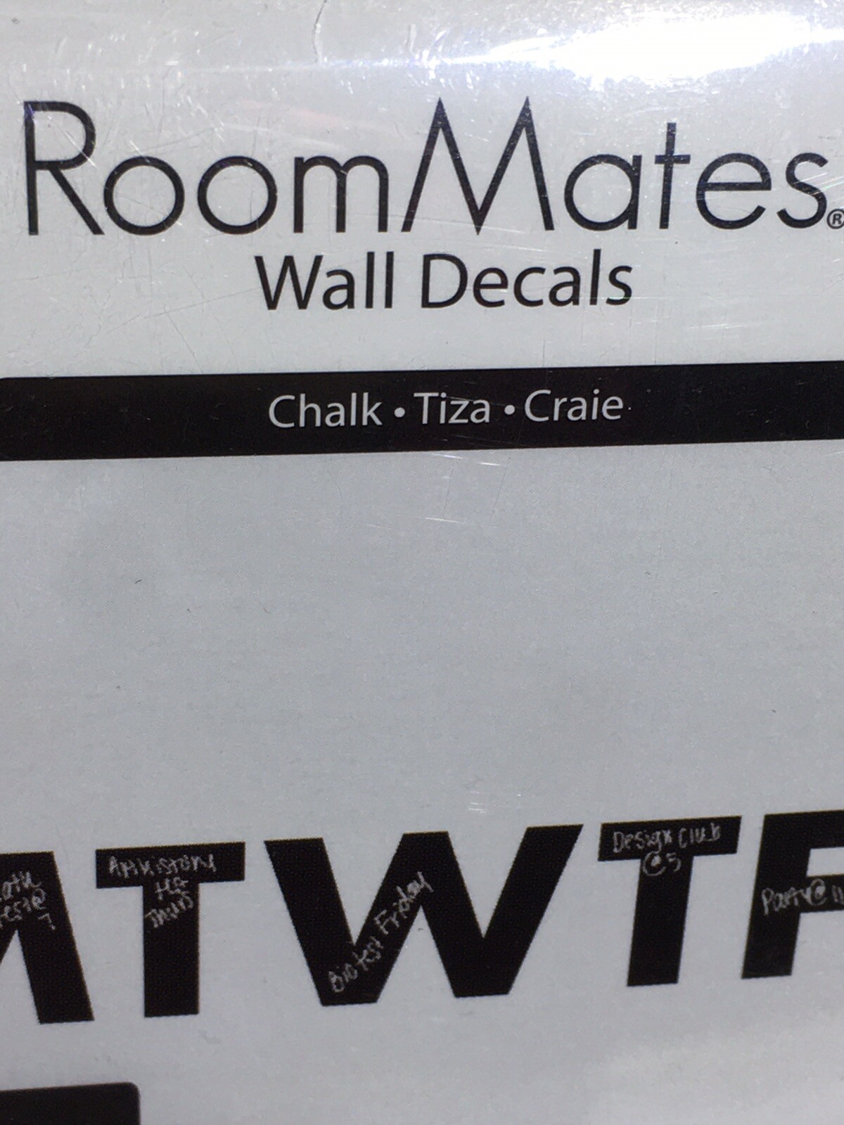 RoomMates Chalkboard Days Of The Week Letters Wall Decal Black Peel & Stick 9-Pc
