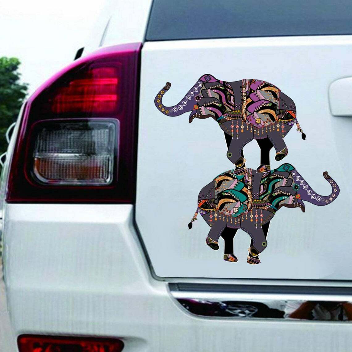 Boho Elephant Wall Decals, Animal Wall Sticker, Indian style Wall Mural, Bohemia