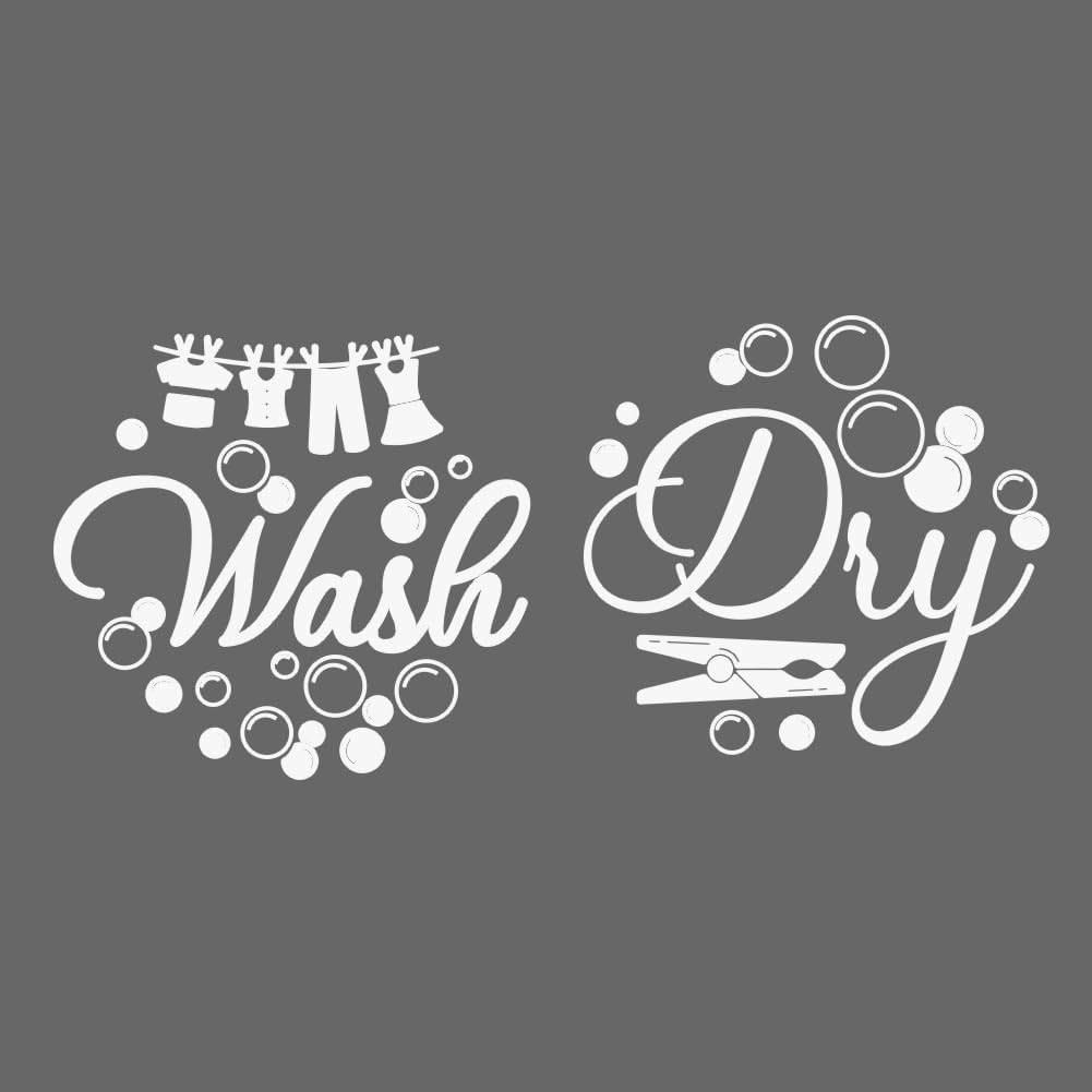 Laundry Room Wall Sticker Vinyl Wash Dry Decal Washing Machine DIY Decor 24"x12"