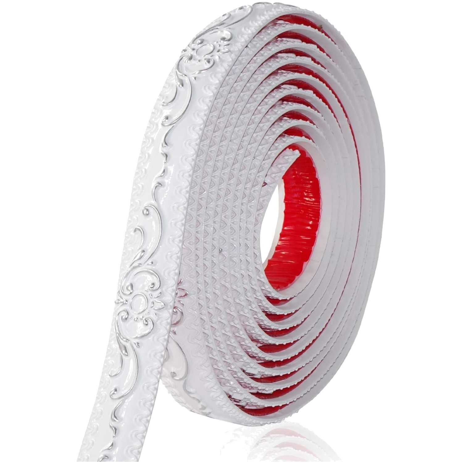 Self-Adhesive Flexible Molding Trim – 16.4ft Waterproof White/Silver Decor