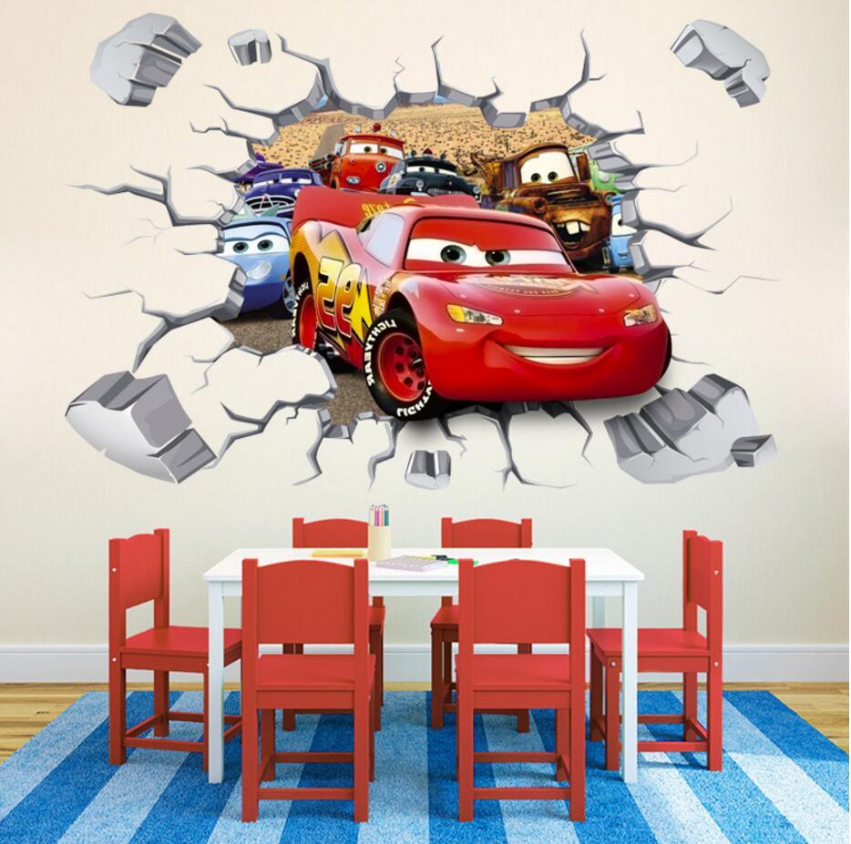 Disney 3D Cars McQueen Mater removable Wall Stickers Decal Kids Home Decor USA