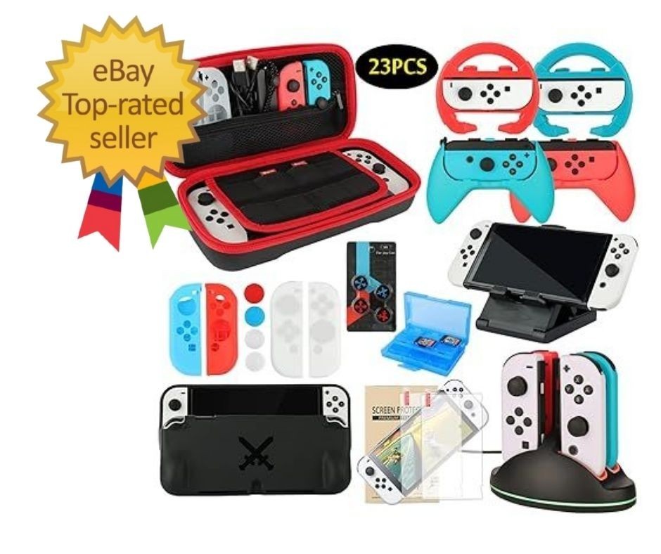 23 In 1 Nintendo Switch Oled Accessories Kit Complete Set With Case Charger W…