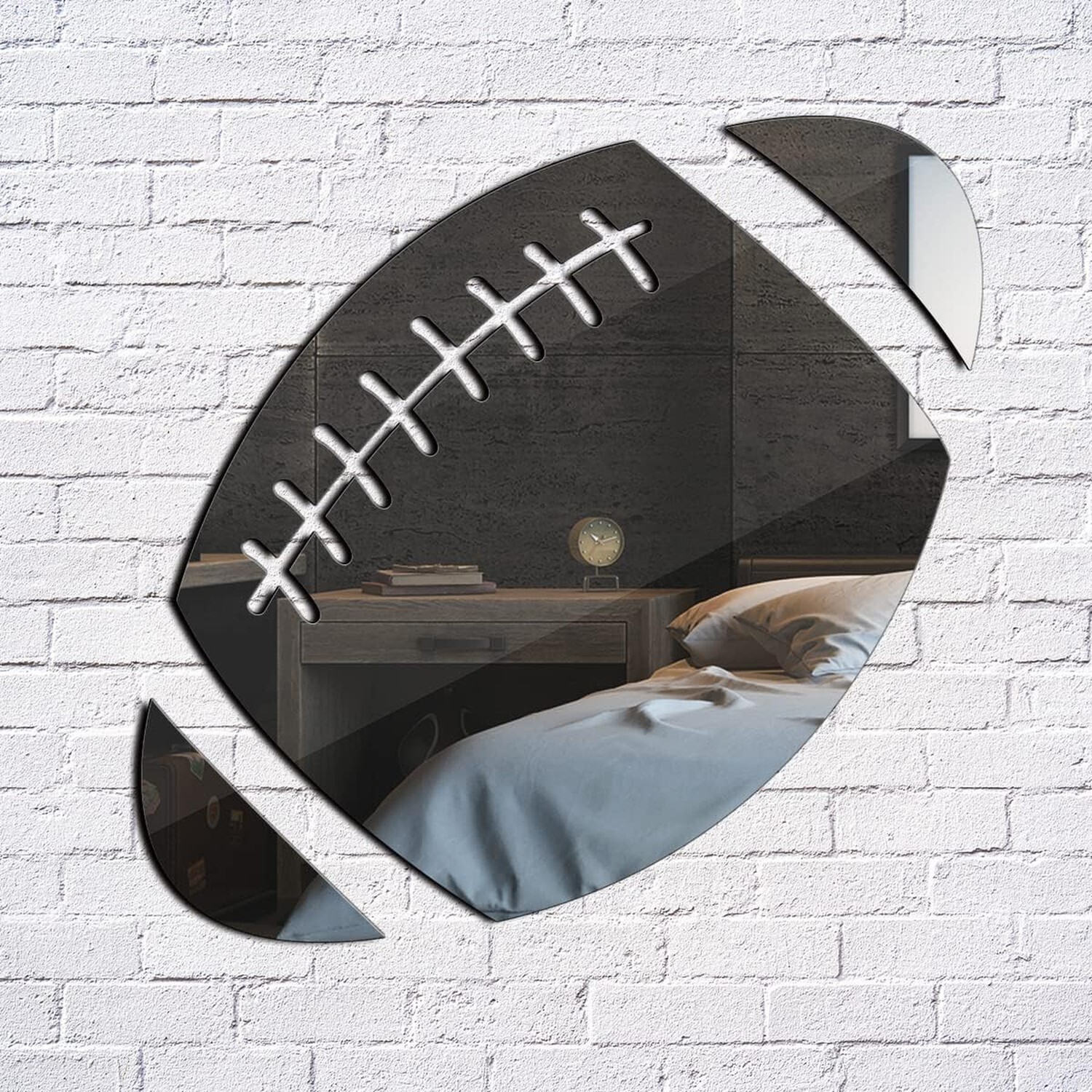 ODOTTAA, Sports Theme Football Shaped Acrylic Mirror Art Sticker for Wall Dec…