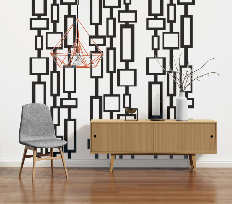 Mid Century Modern Decals, Removable Mid Mod Wall Decals, Retro Wall Pattern