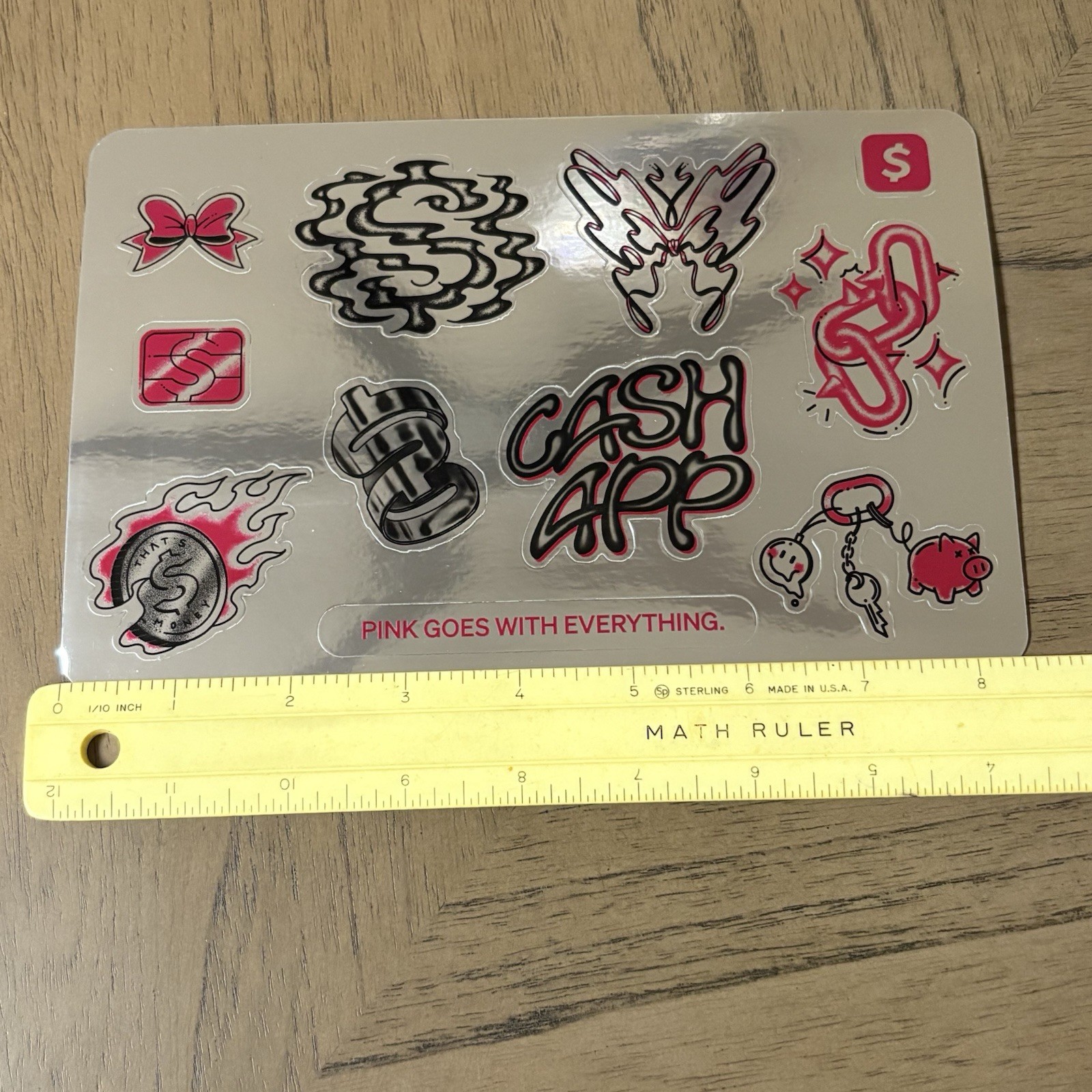 Cash App Debit Card Sticker Decals Sheet Pink Holographic Set 5.5” x 8.5”