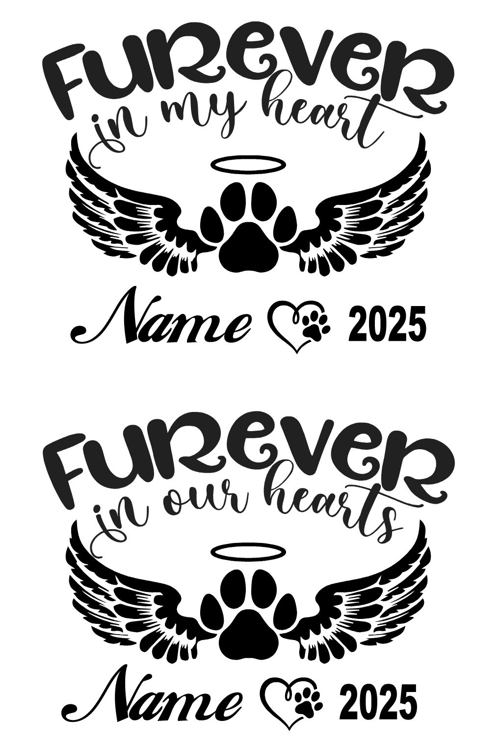 Pet Memorial Decal Personalized Dog Paw Heart Furever Loved Vinyl Sticker #06