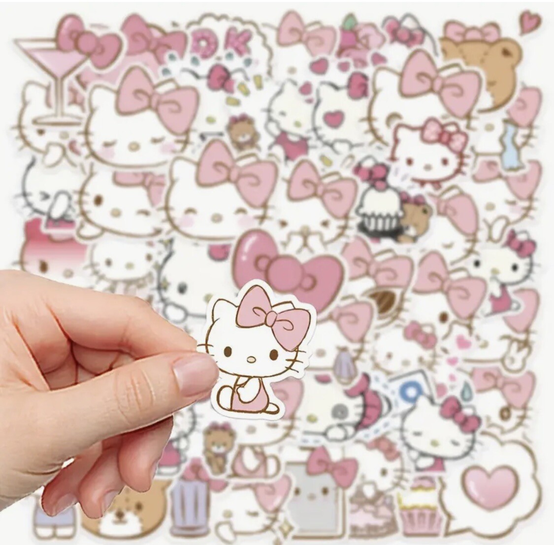 Hello Kitty Stickers 50 Pcs, Pretty In Pink Kawaii Decals Sanrio Cartoon Cat