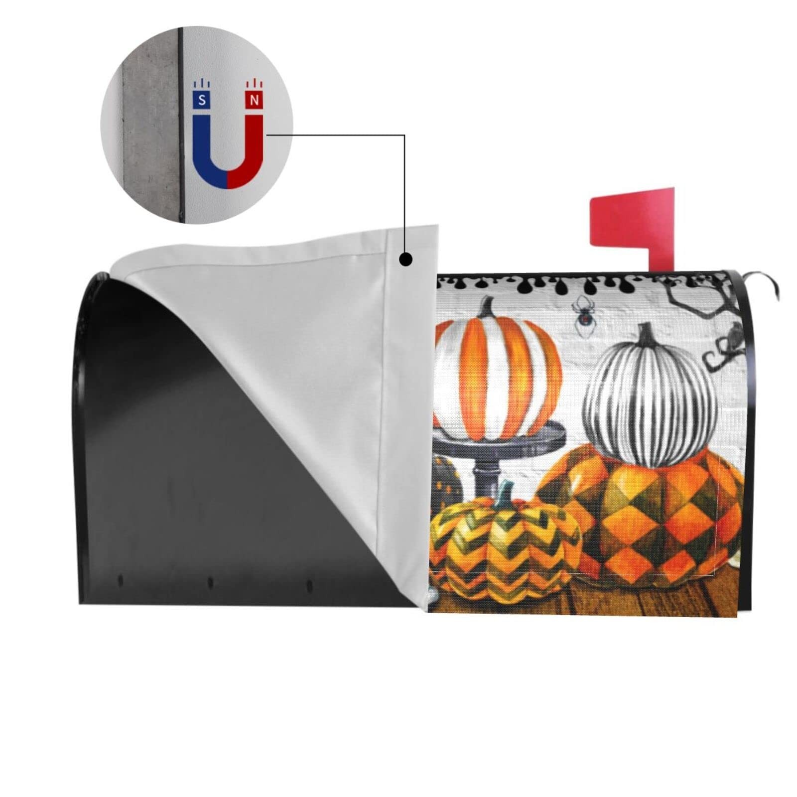 Halloween Mailbox Cover Fall Pumpkin Decorative Mail 21×18 Inch,